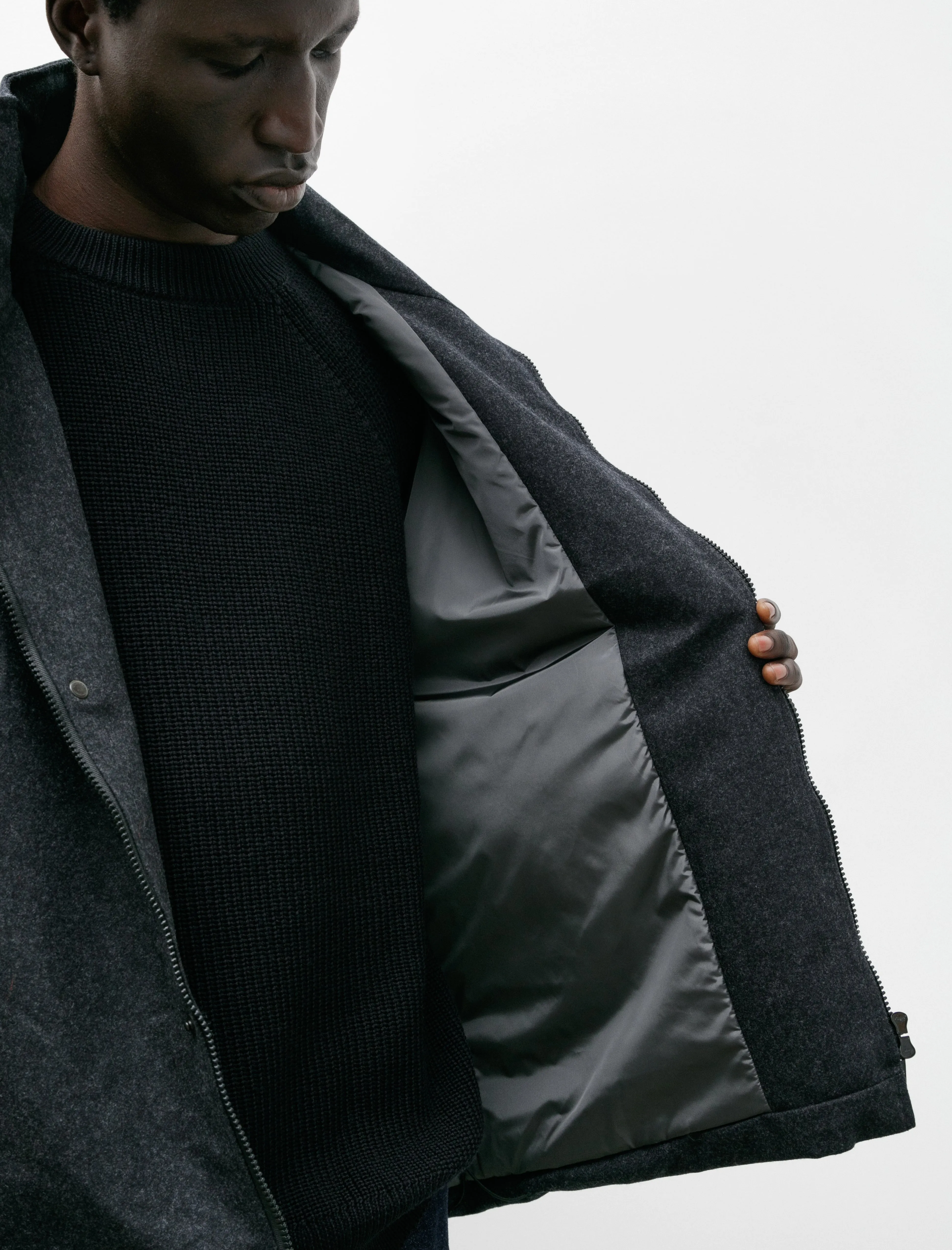 Air 2 Layer Wool Parka Charcoal