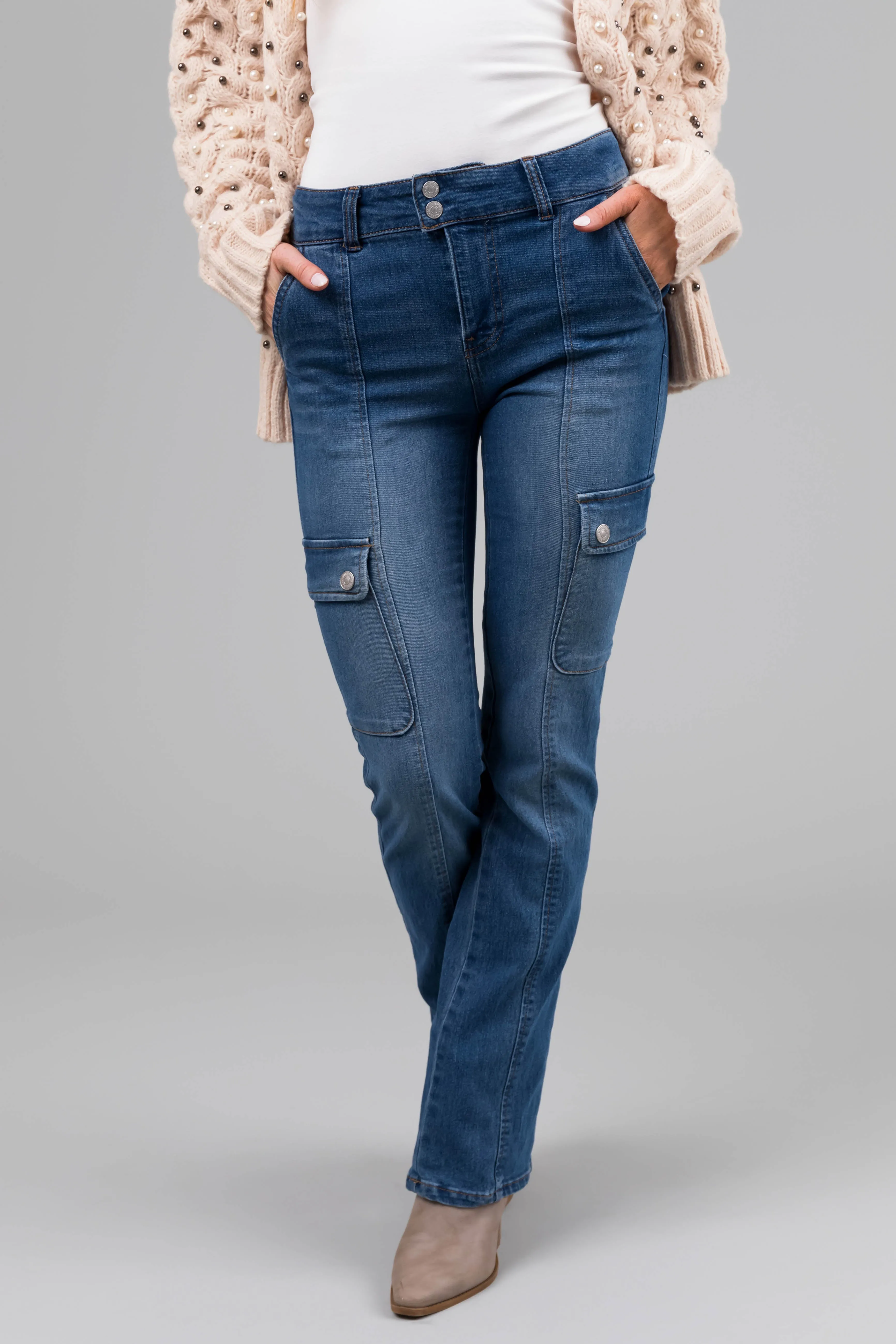 Almost Famous Medium Wash Flare Leg Jeans