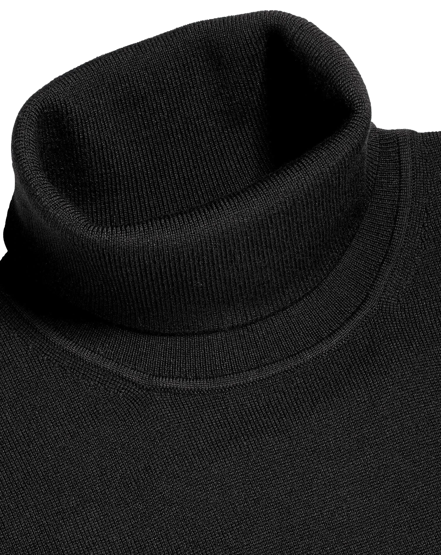 ANSETT BLACK MERINO WOOL ROLL KNECK