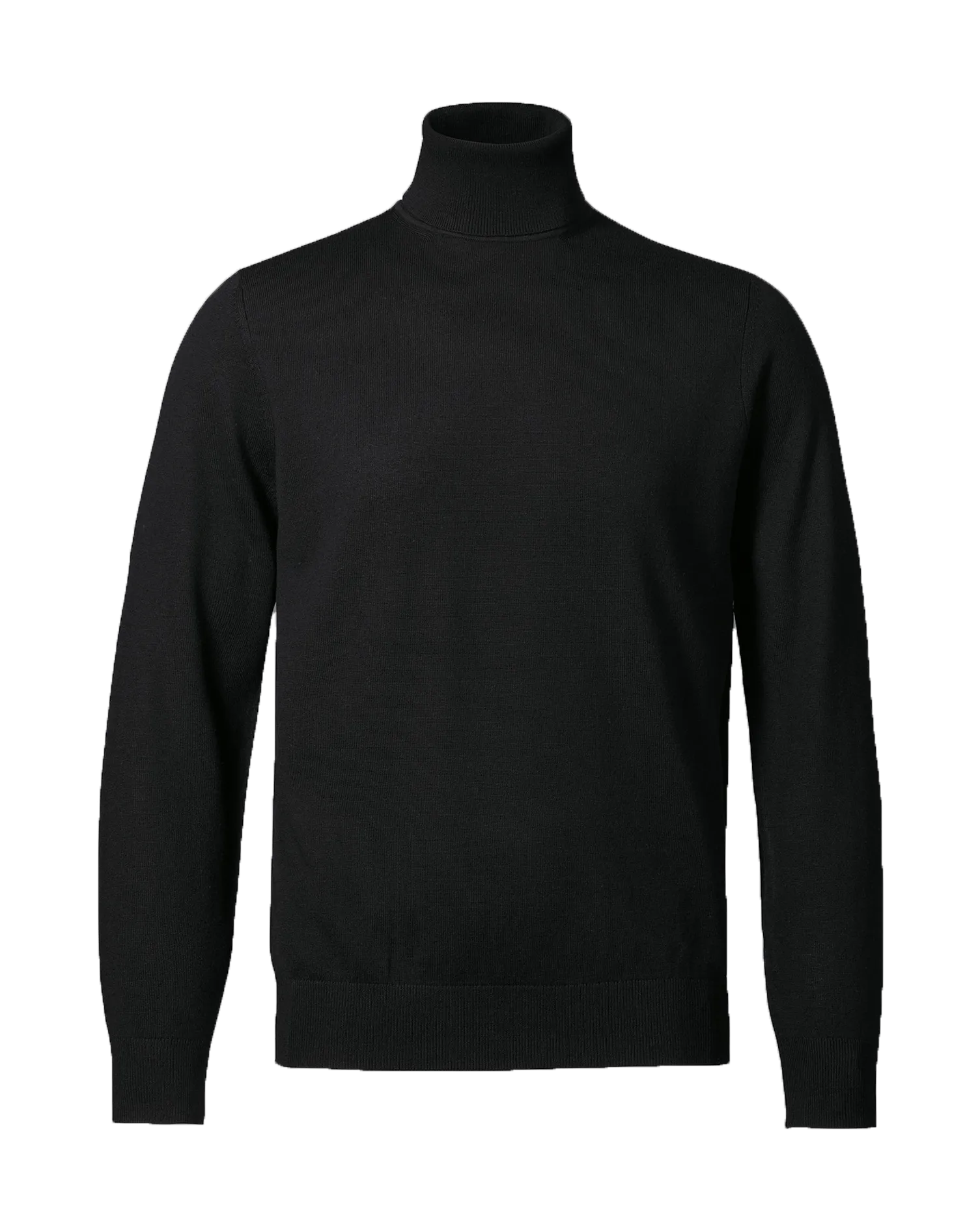 ANSETT BLACK MERINO WOOL ROLL KNECK