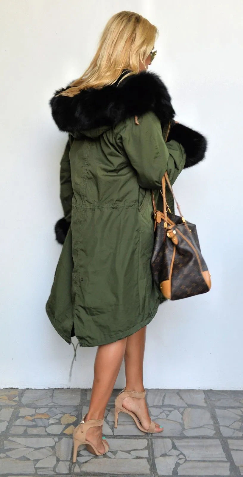 Aofur Women Winter Warm Thick Faux Fur Coat Hood Parka Long Jacket Size 8-18