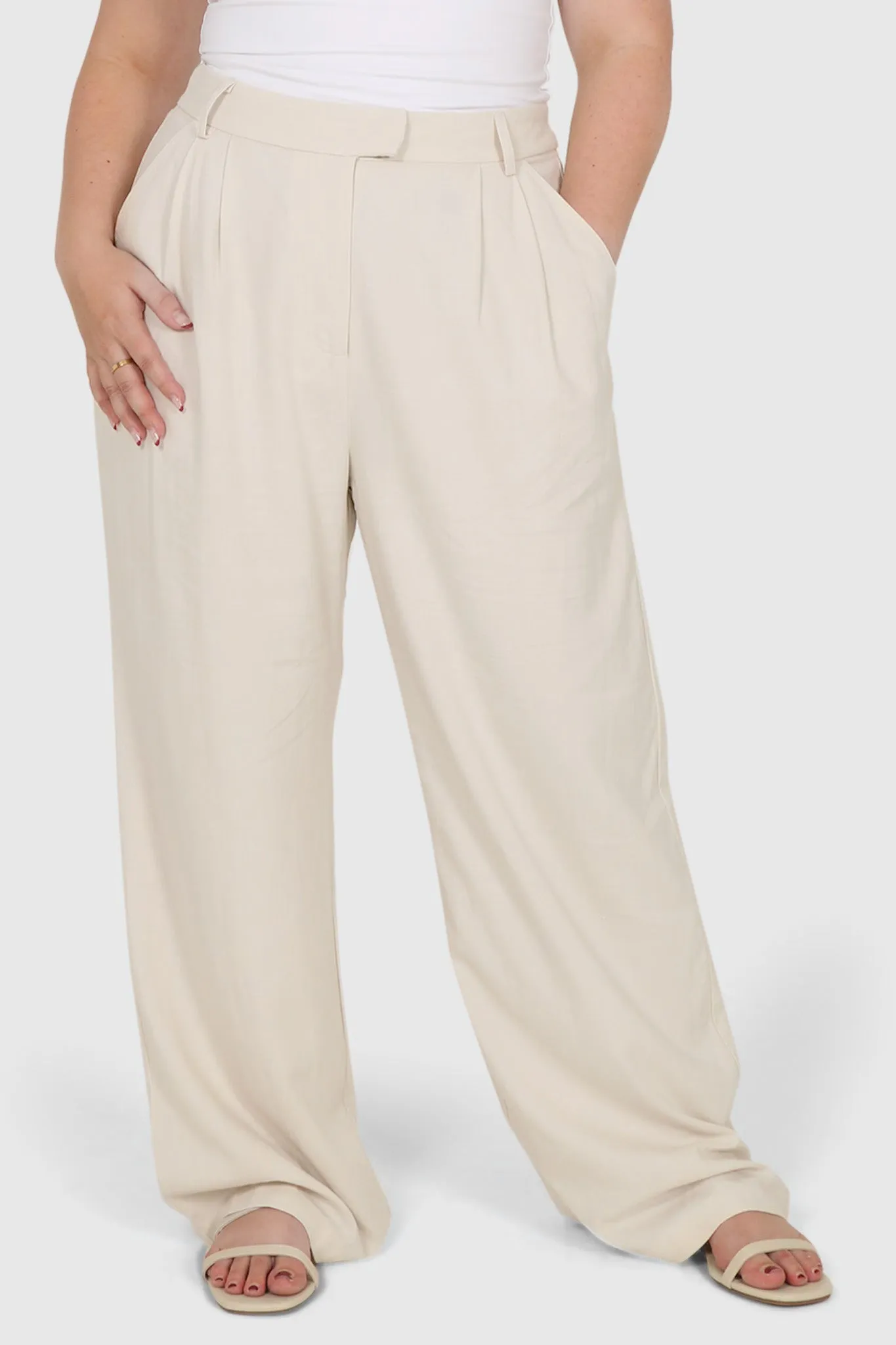 ARIE LINEN PANTS MILK TALL FIT