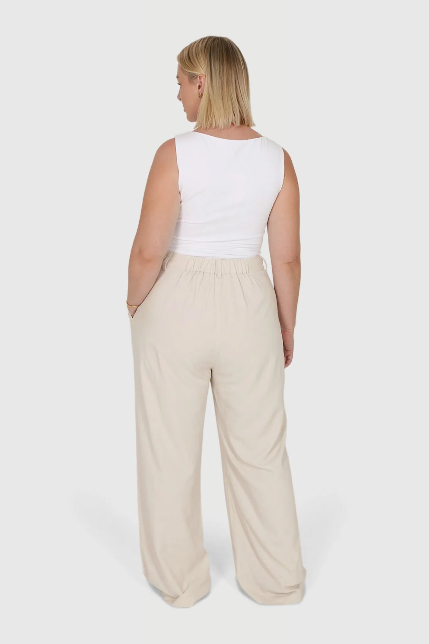 ARIE LINEN PANTS MILK TALL FIT