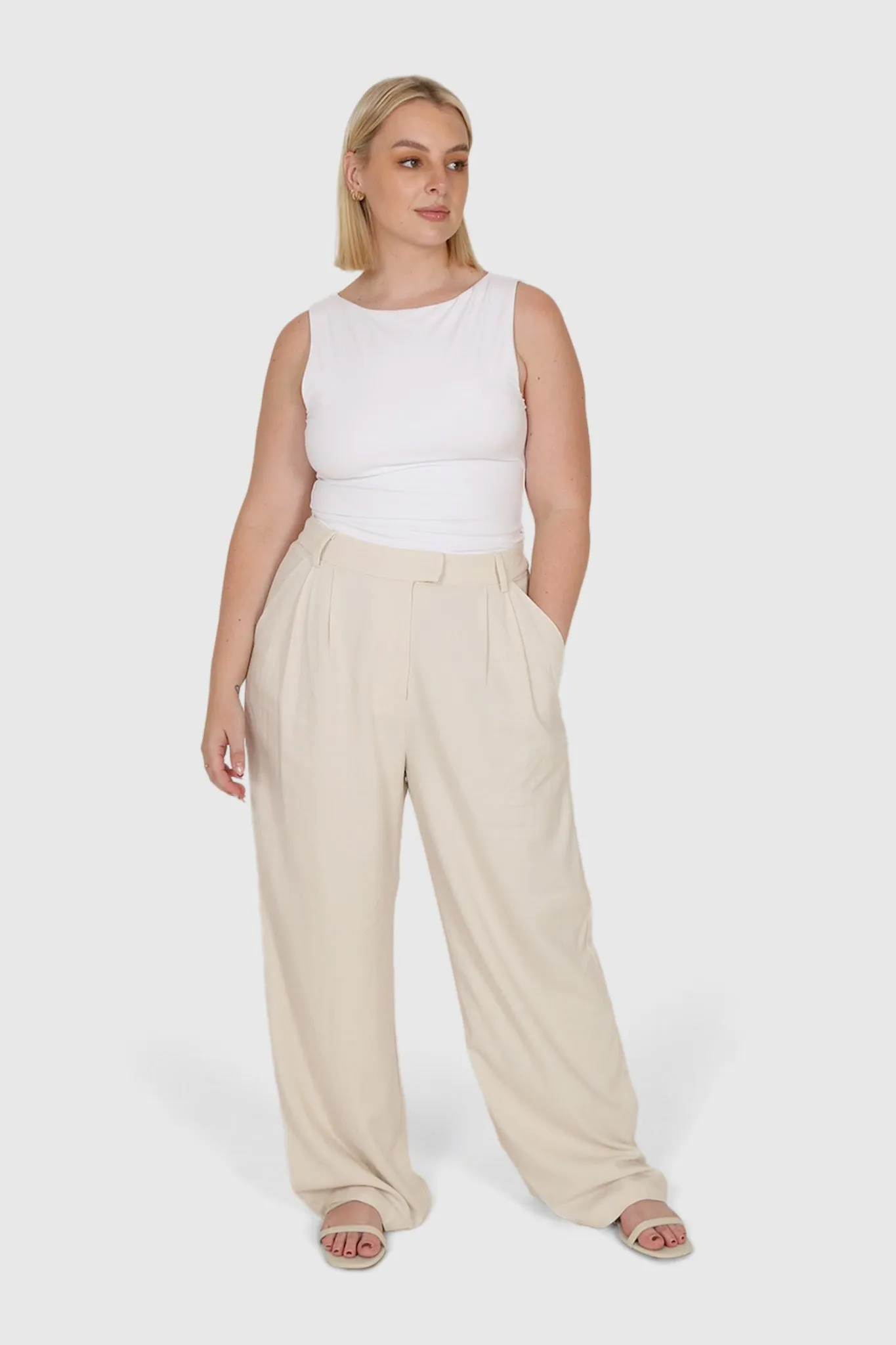 ARIE LINEN PANTS MILK TALL FIT