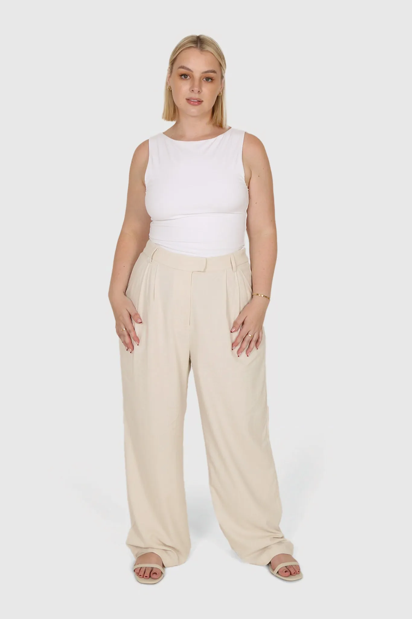 ARIE LINEN PANTS MILK TALL FIT