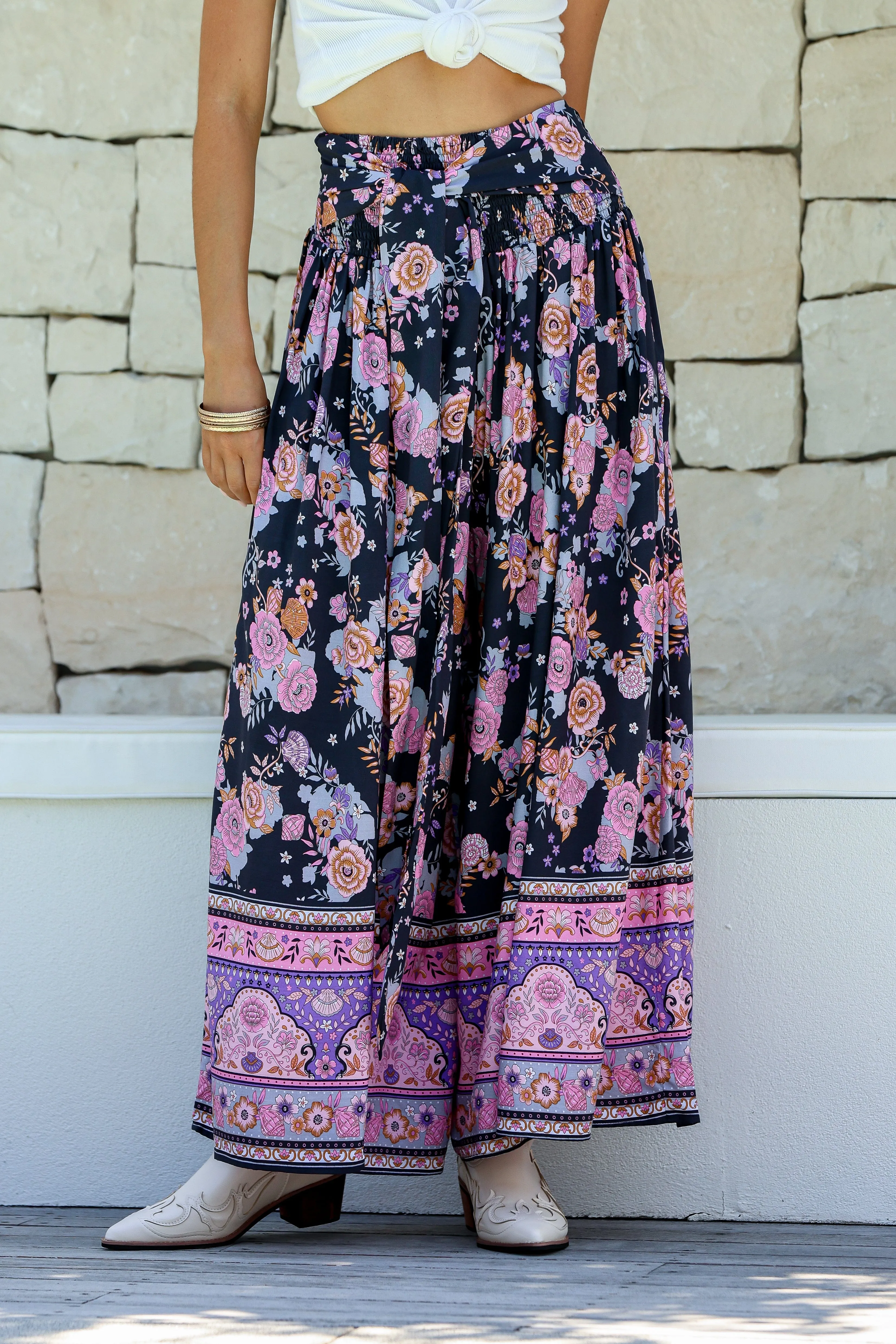 Aurora Palazzo Pants - Midnight Floral