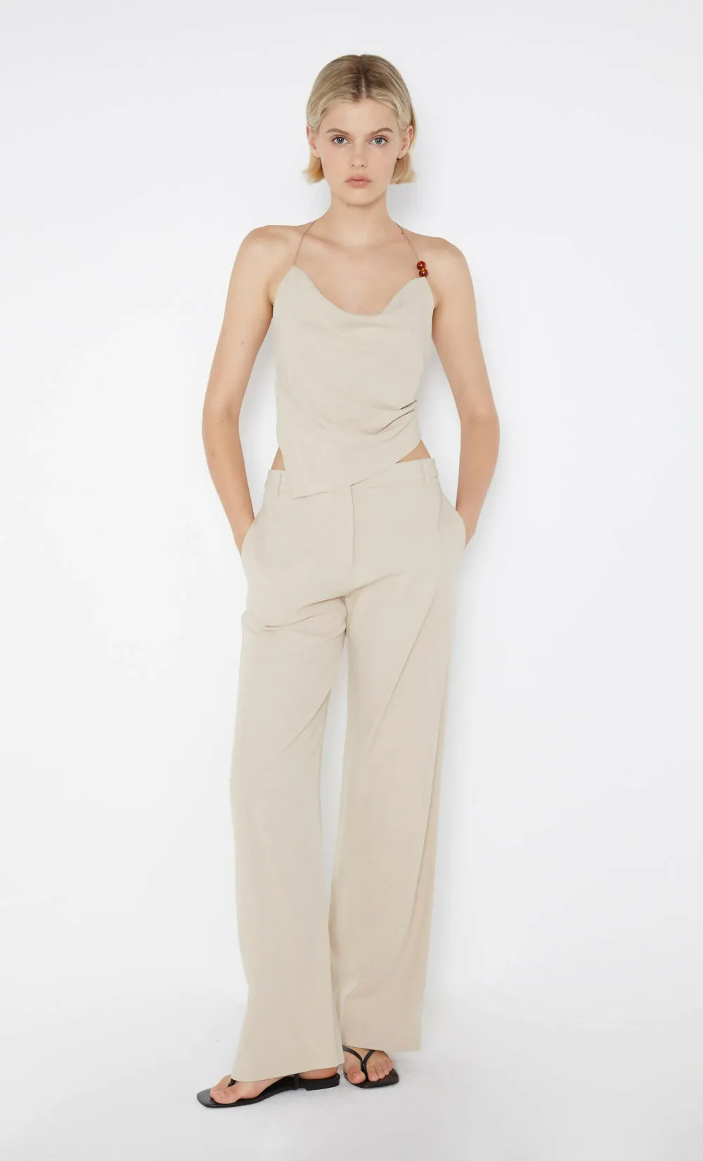 Bec & Bridge Desiree Halter Top and Straight Leg Pants Set in Sand Size 10