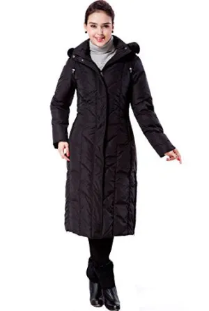 BGSD Women's "Tisha" Water Resistant Long Hooded Down Parka Coat - Black Medium