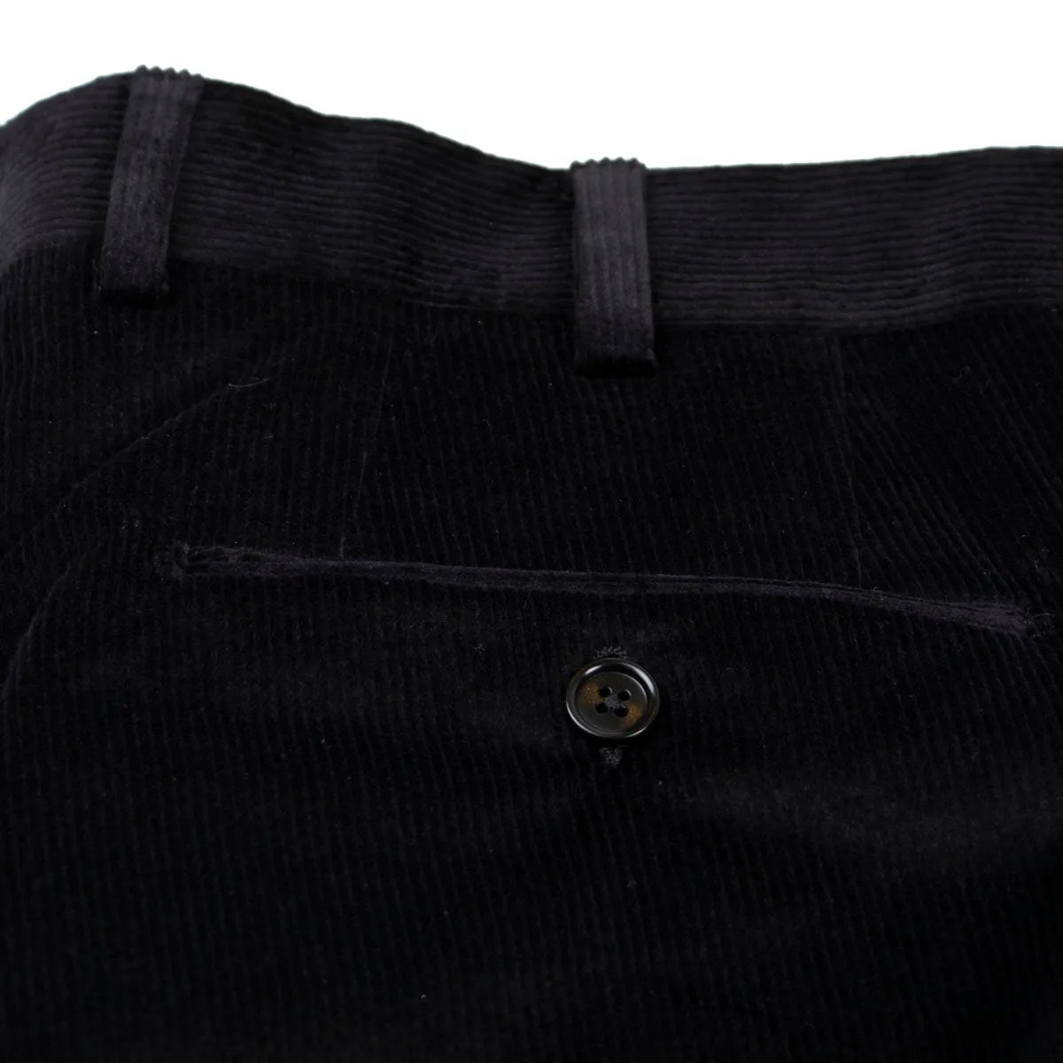 Black Loro Piana Stretch Cotton & Wool Corduroy Trousers