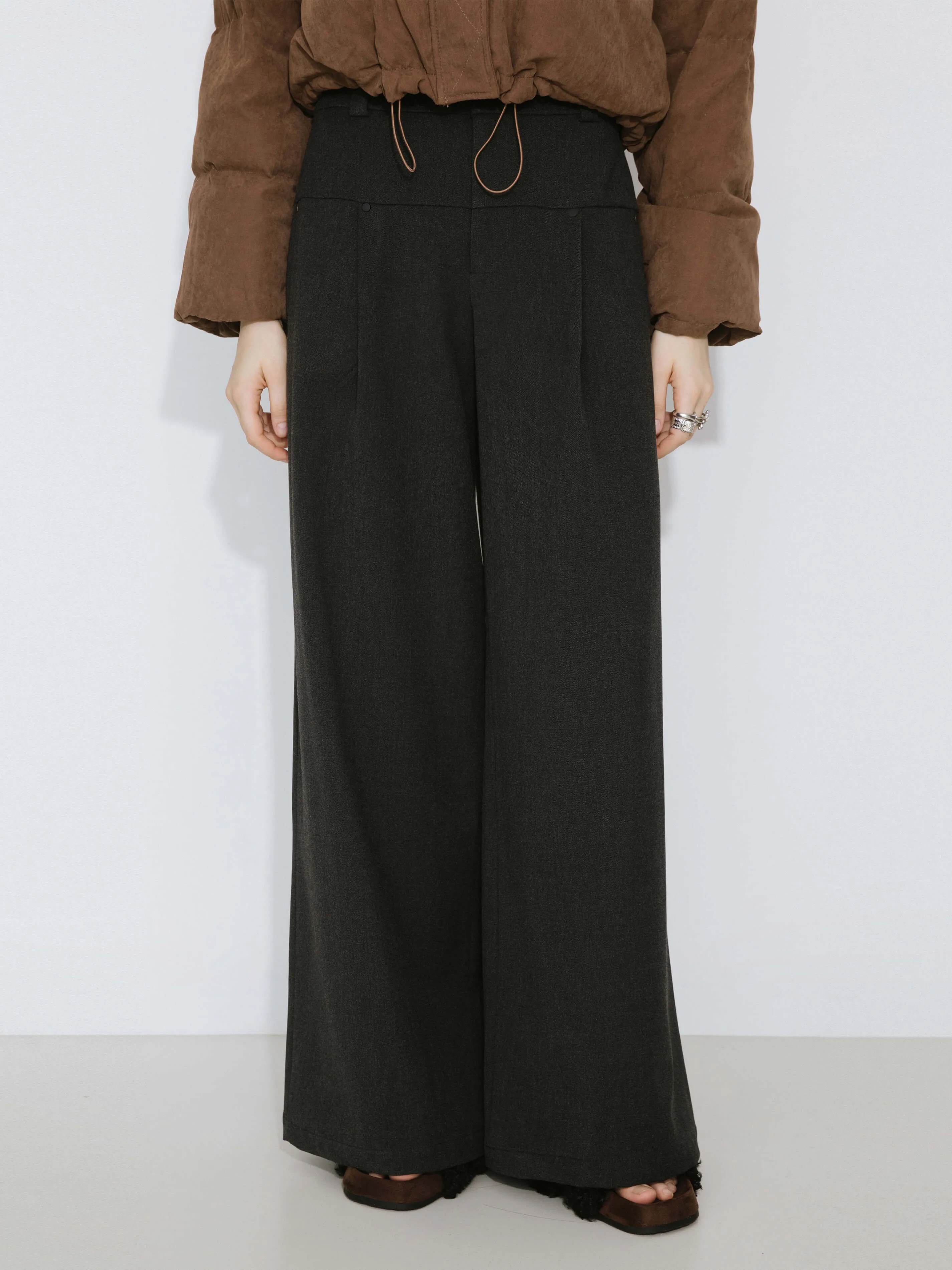 Black Slim Wide Leg Trousers