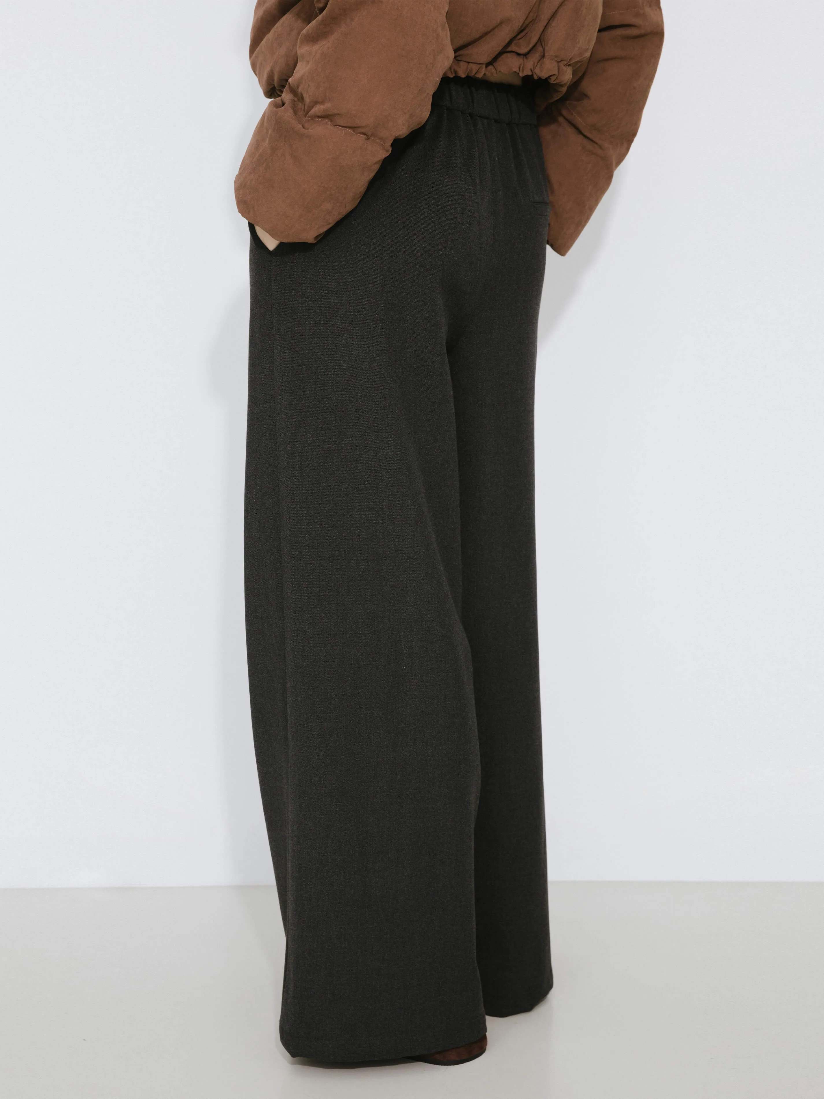 Black Slim Wide Leg Trousers