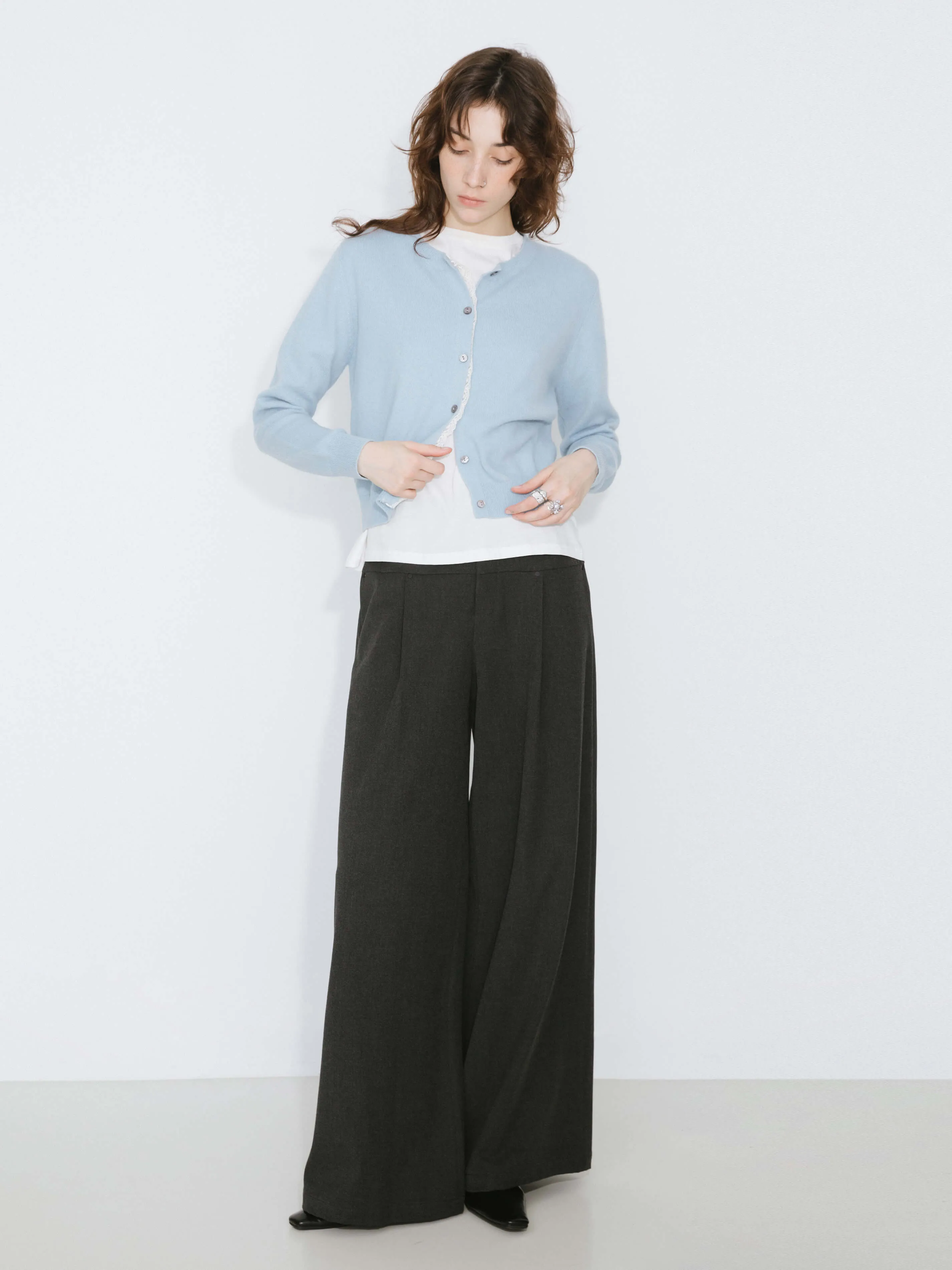 Black Slim Wide Leg Trousers