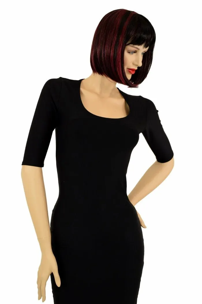 Black Zen Half Sleeve Wiggle Dress