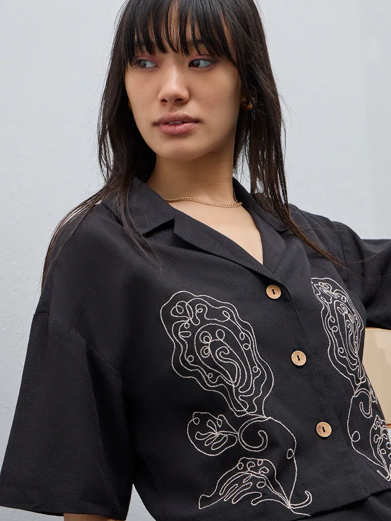 Bombay Paisley Black Embroidered Shirt