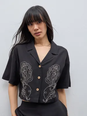 Bombay Paisley Black Embroidered Shirt