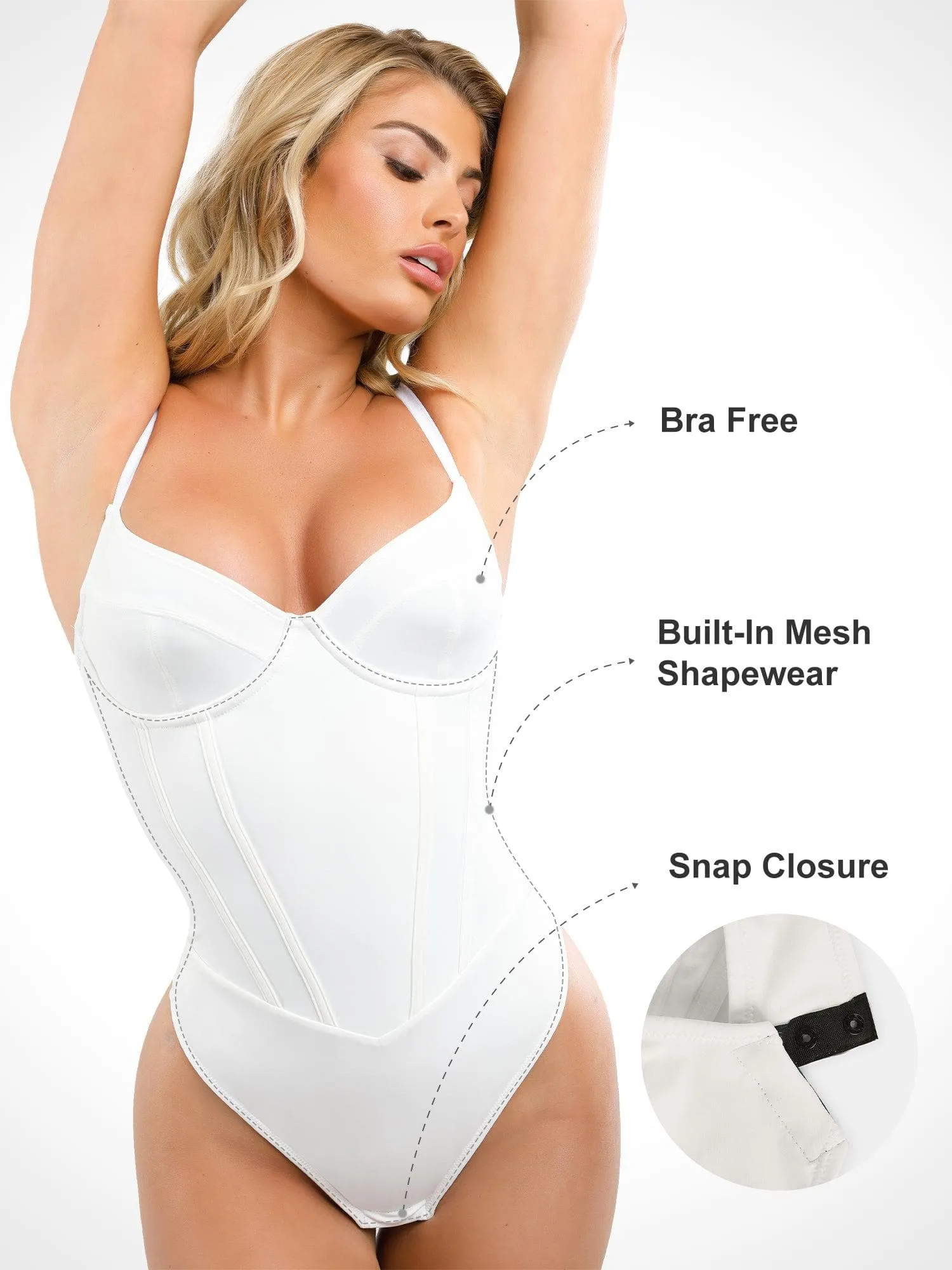 Built-in Shapewear Corset Style Thong Bodysuit