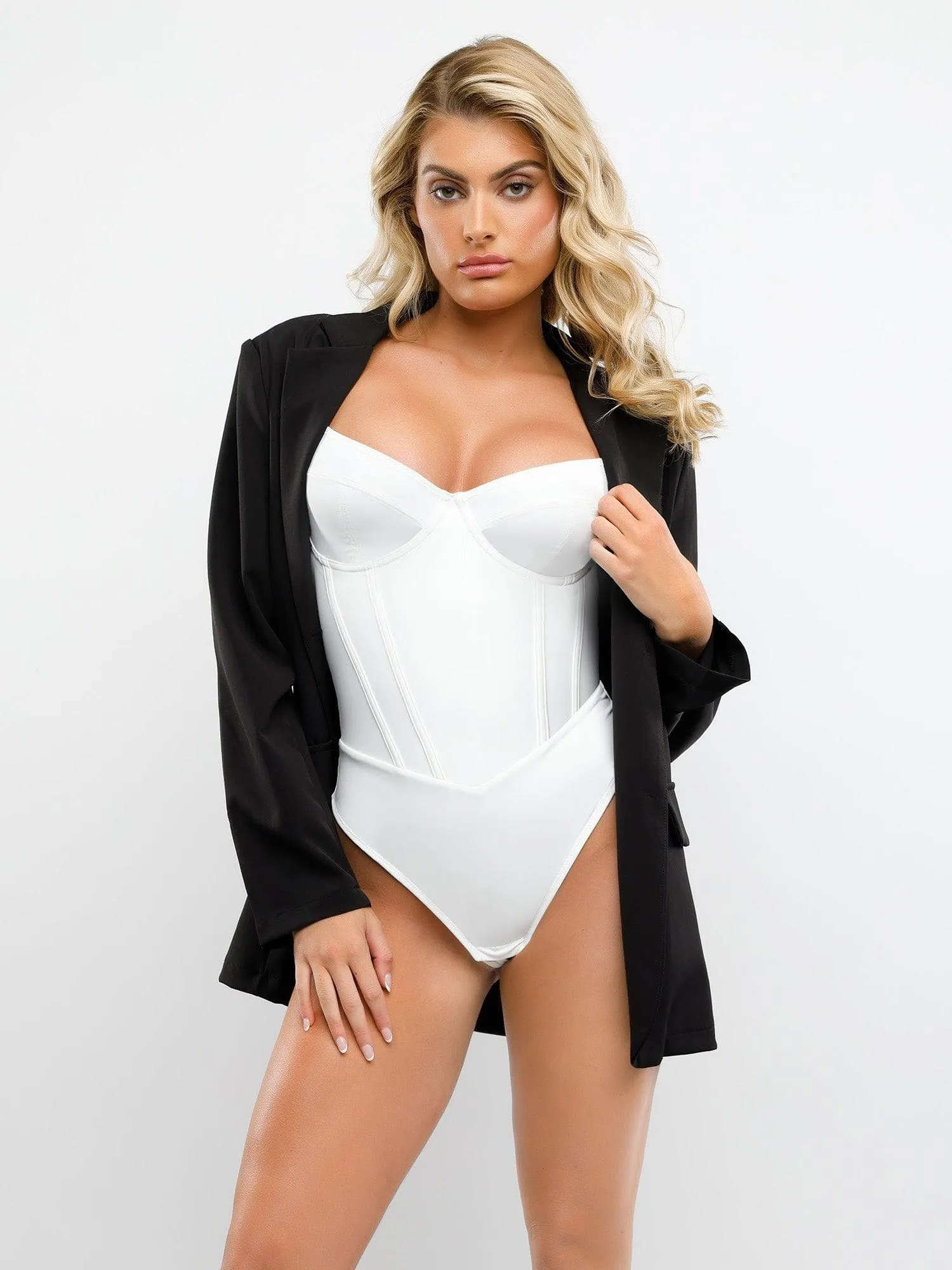 Built-in Shapewear Corset Style Thong Bodysuit