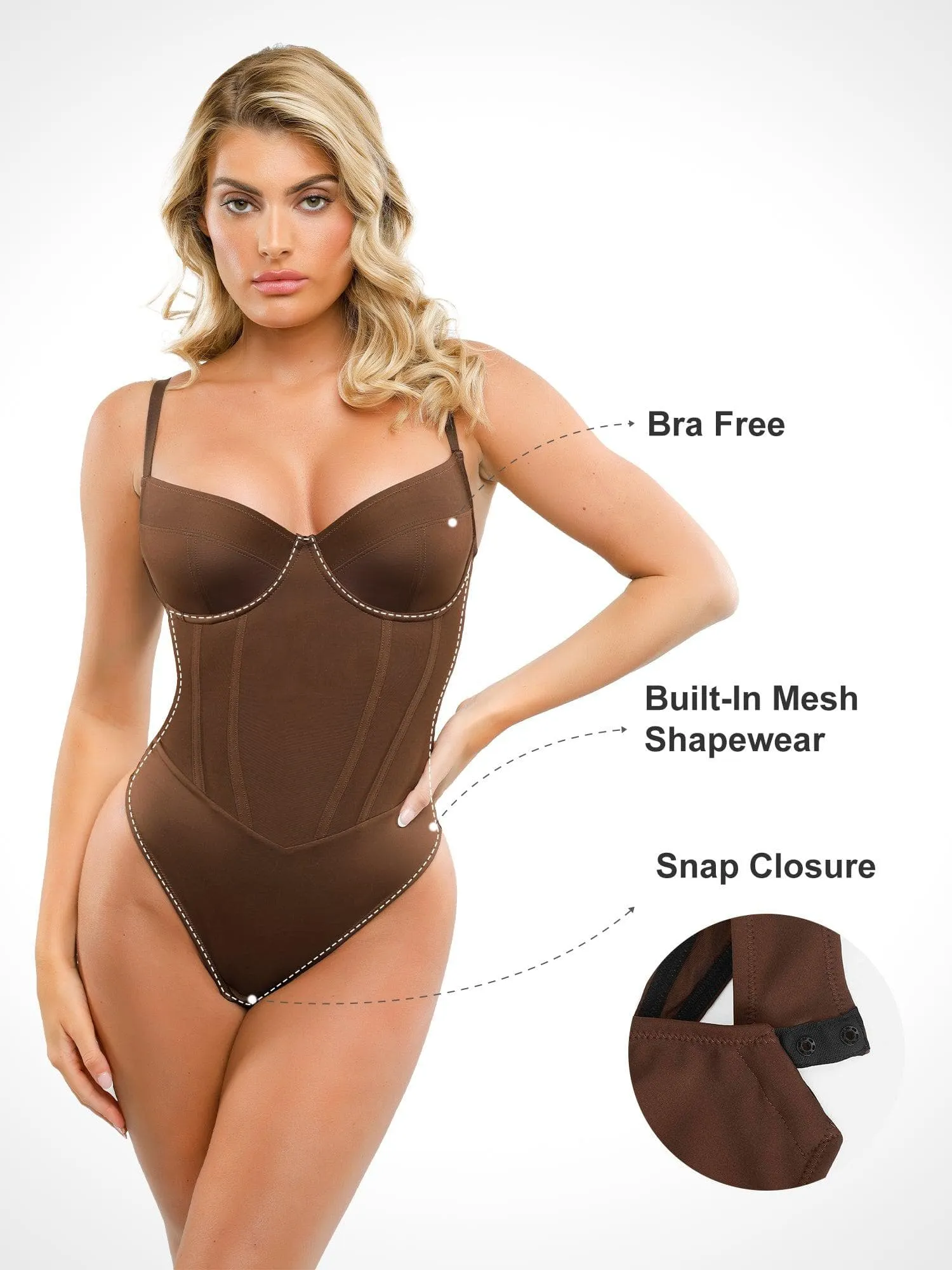 Built-in Shapewear Corset Style Thong Bodysuit