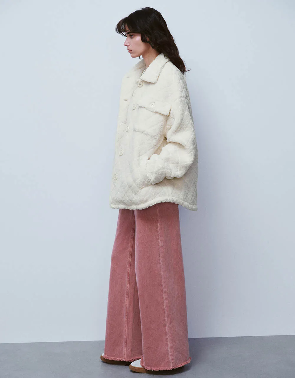 Button Up Straight Furry Jacket