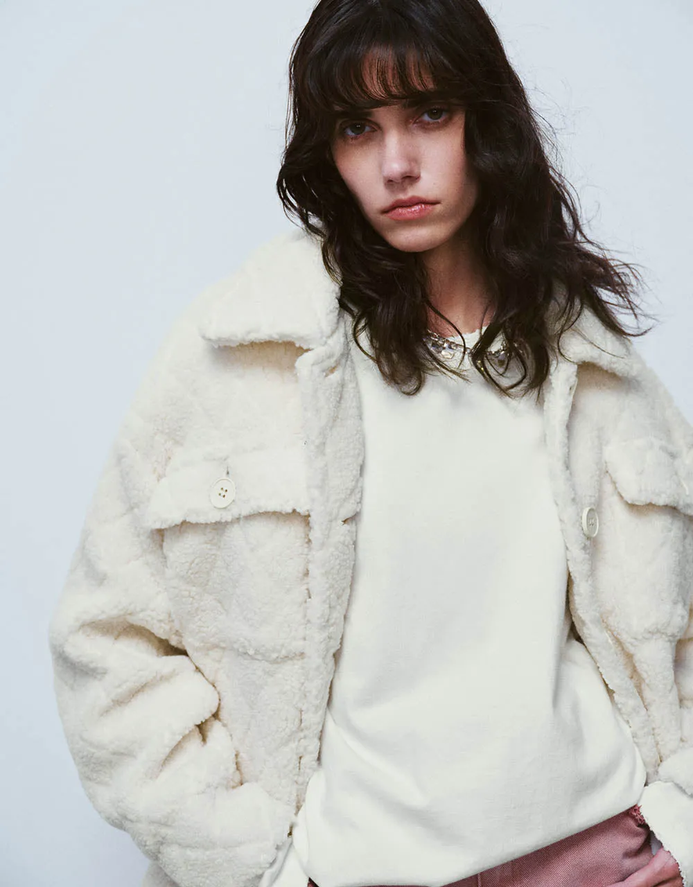 Button Up Straight Furry Jacket