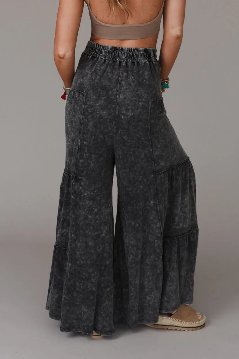 Called A Dreamer Washed Wide Leg Pant - Black
