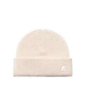 Cappello Beanie K-Way Brice Cardigan Stitch Wool Beige Ecru