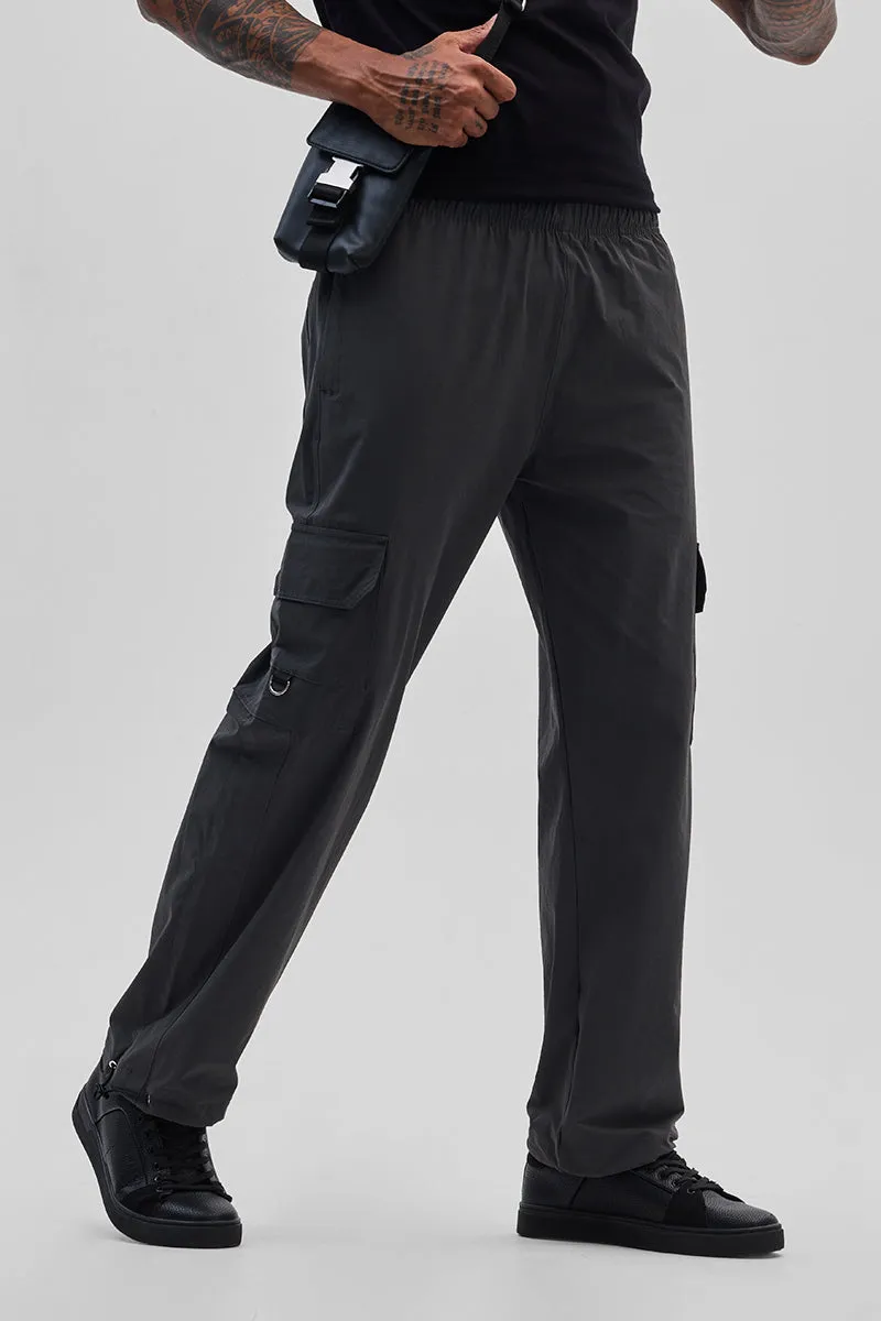 Charcoal Grey Relaxed Fit Parachute Pants