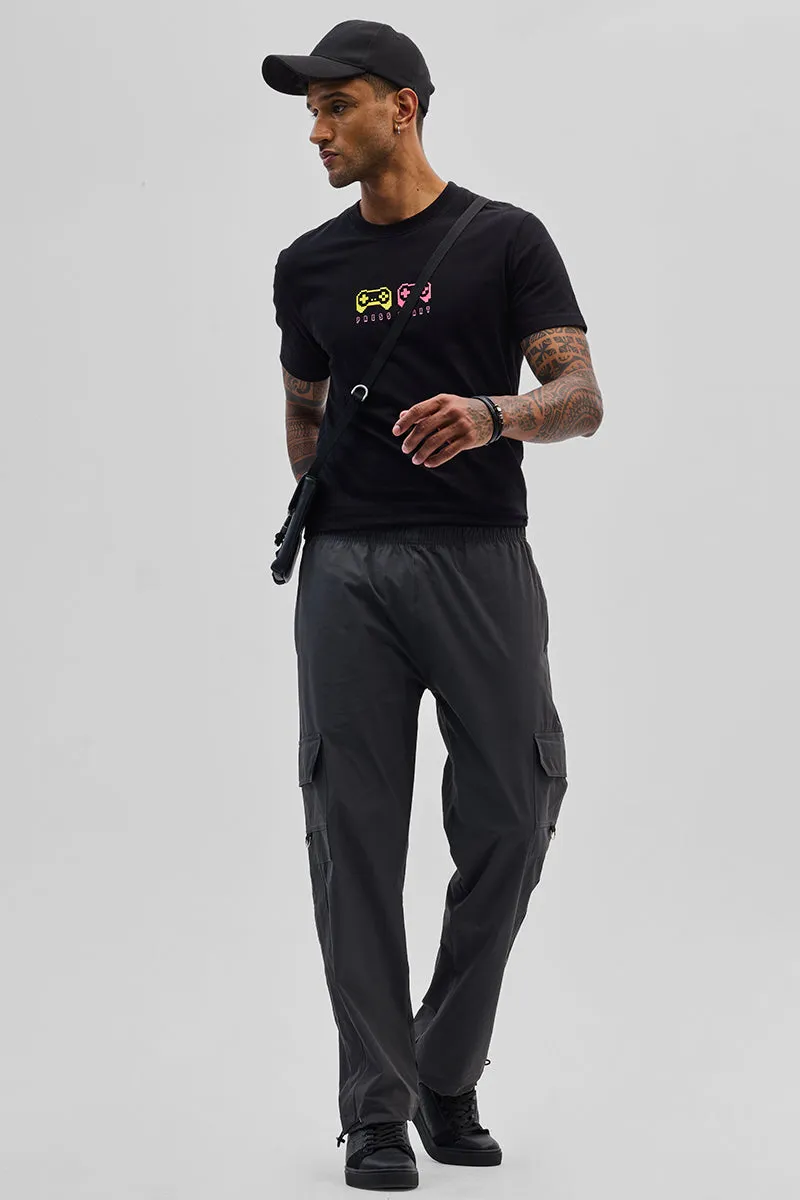 Charcoal Grey Relaxed Fit Parachute Pants