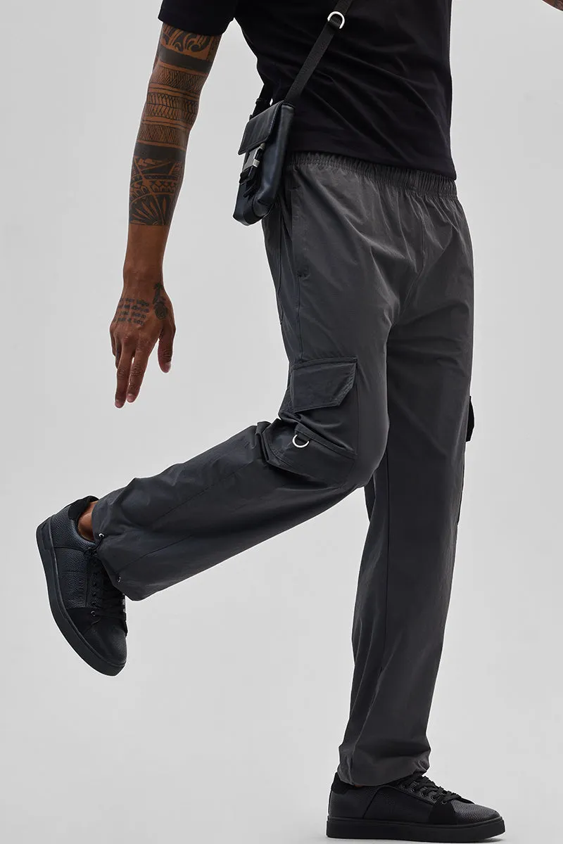 Charcoal Grey Relaxed Fit Parachute Pants