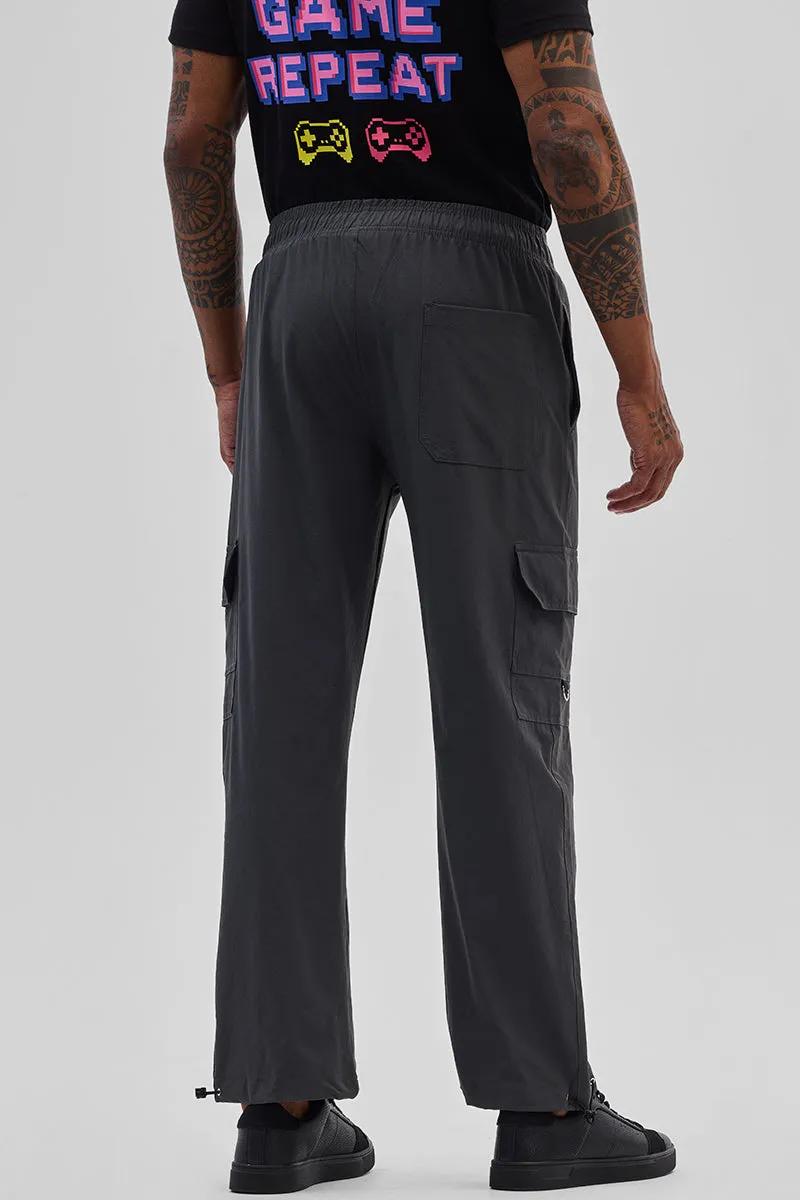 Charcoal Grey Relaxed Fit Parachute Pants