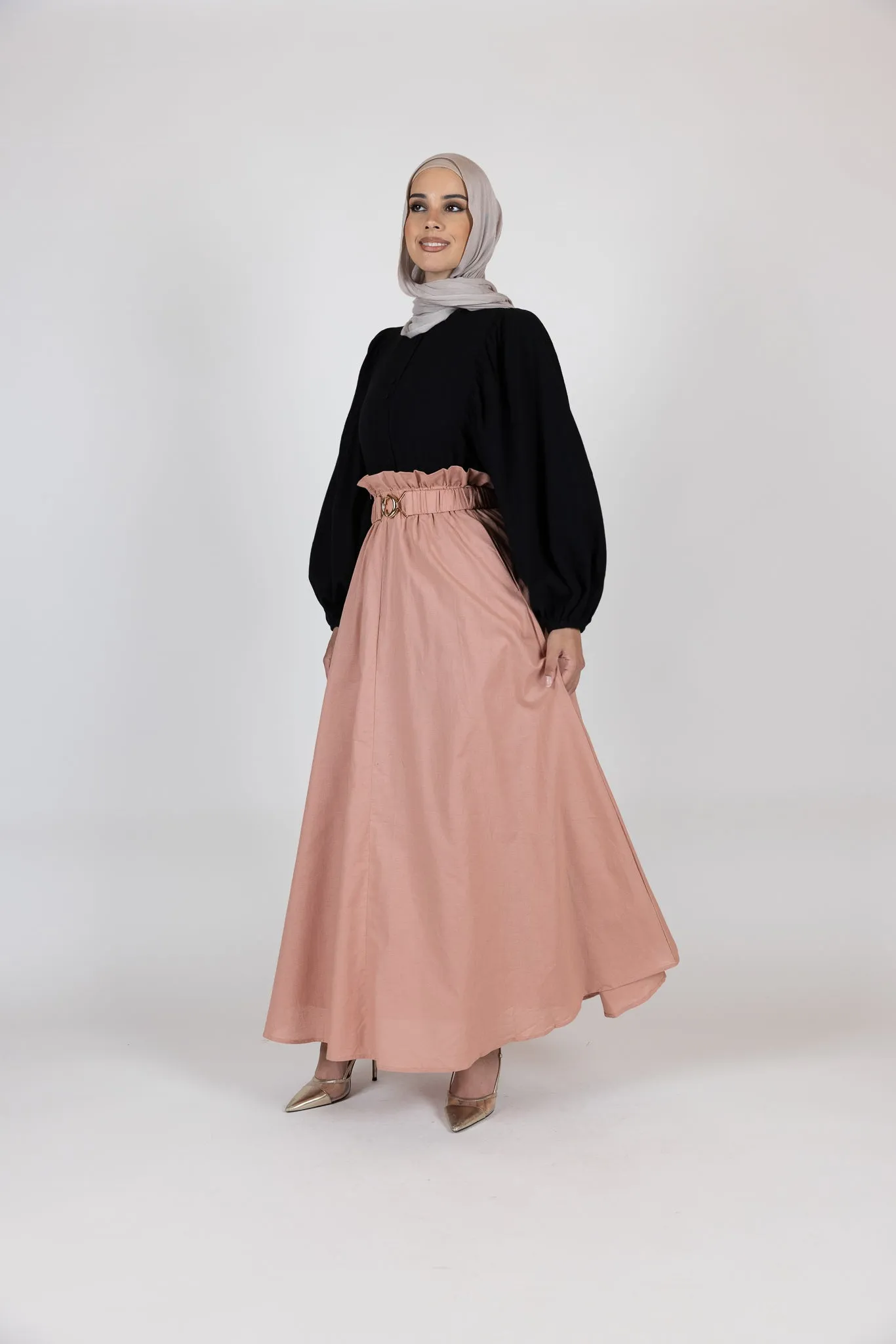 Cinch A Line Linen Skirt