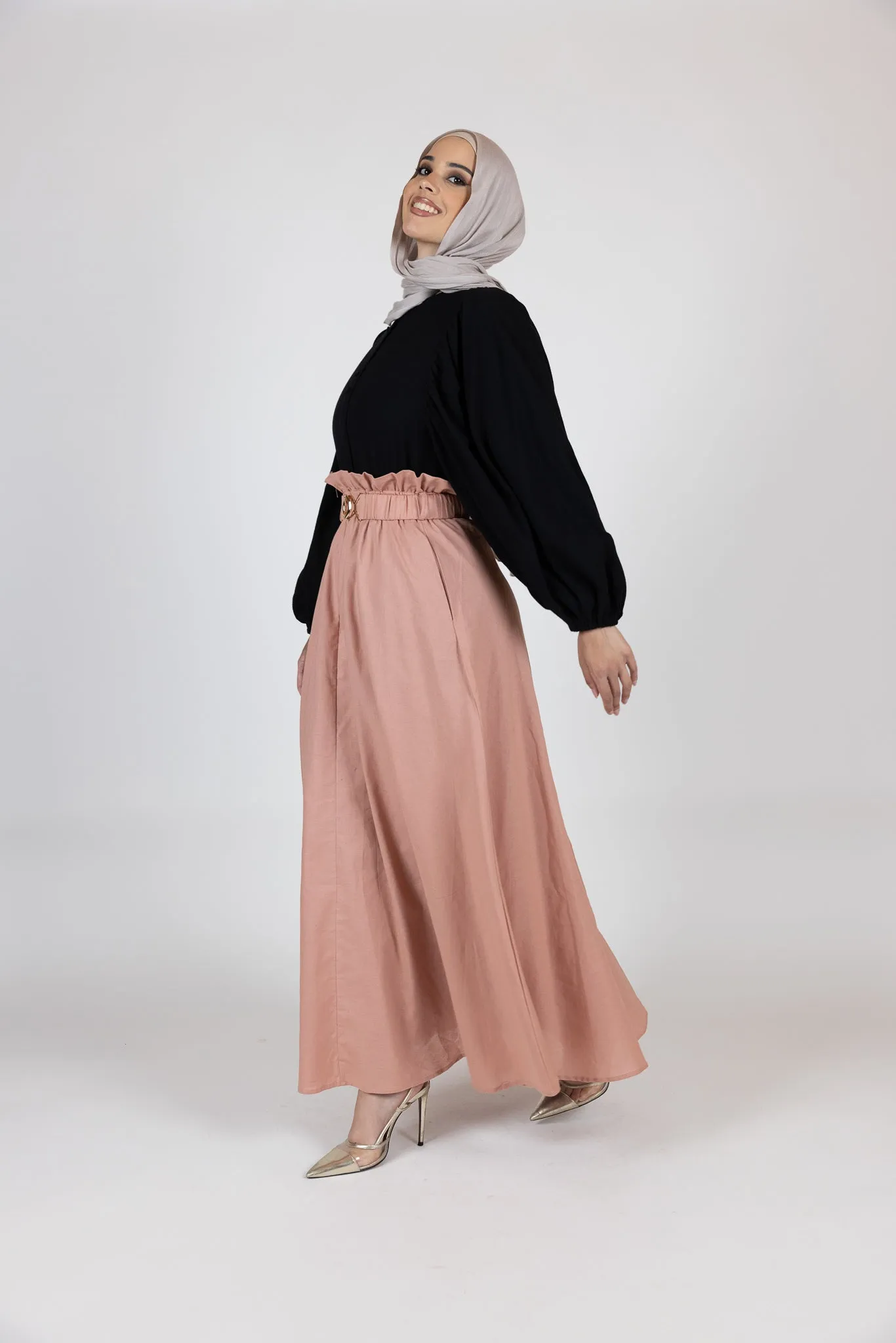 Cinch A Line Linen Skirt