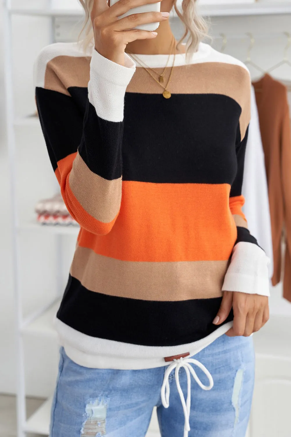 Color Block Knit Sweater