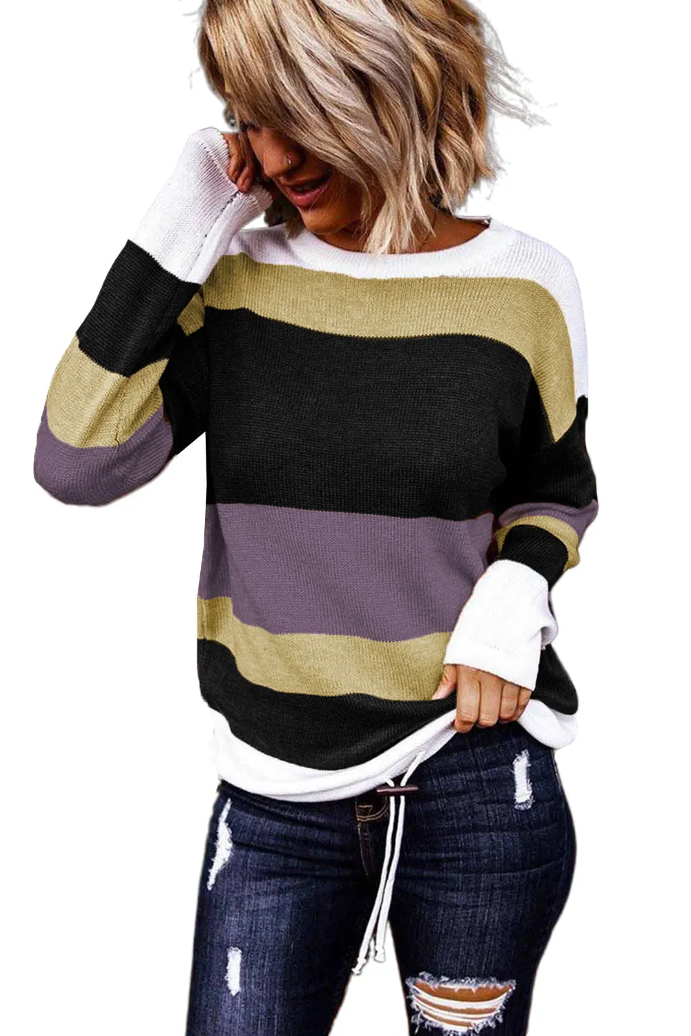 Color Block Knit Sweater