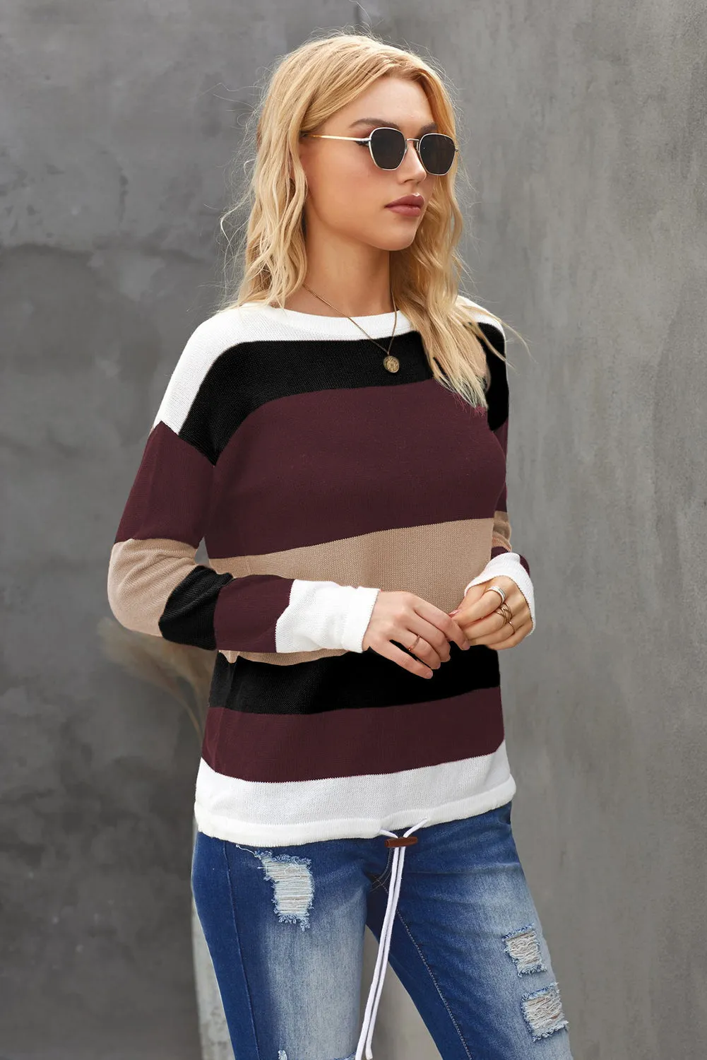 Color Block Knit Sweater