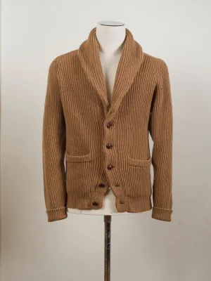 Drake's Lambswool Shawl Collar Cardigan / Camel