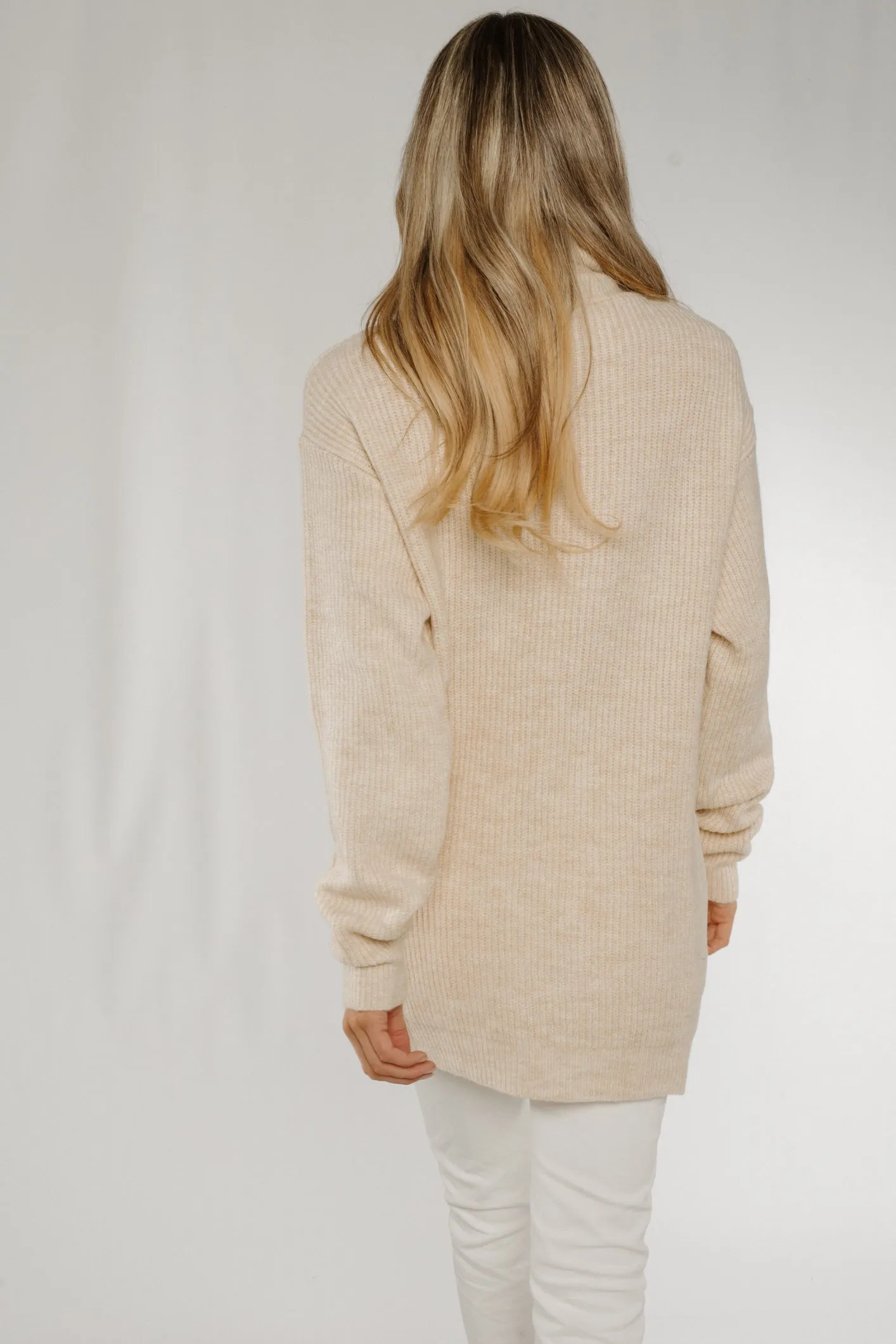 Ella Knit Polo Neck Jumper In Neutral