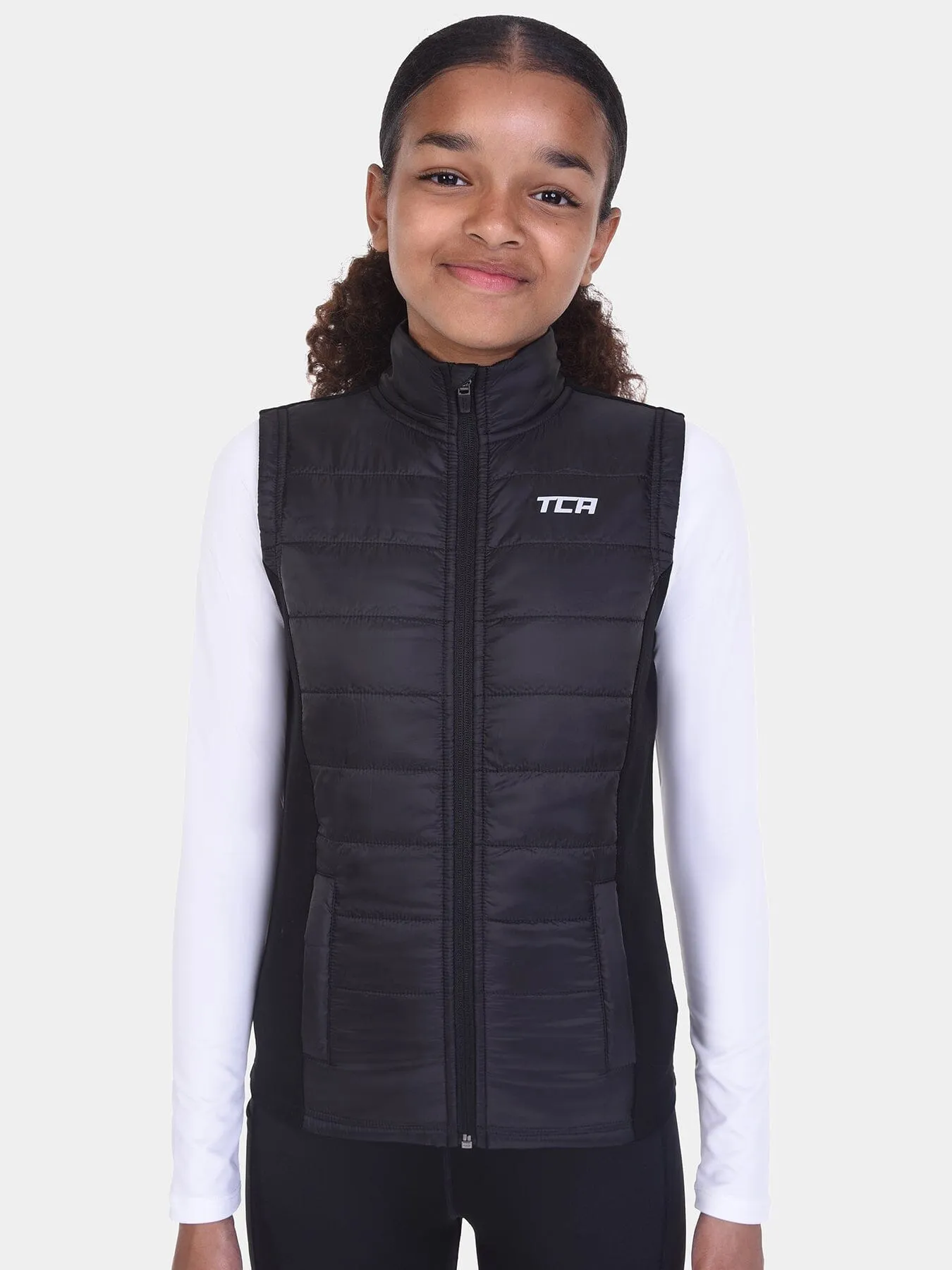 Excel Padded Running Gilet For Girls With Zip Pockets & Reflective Strips