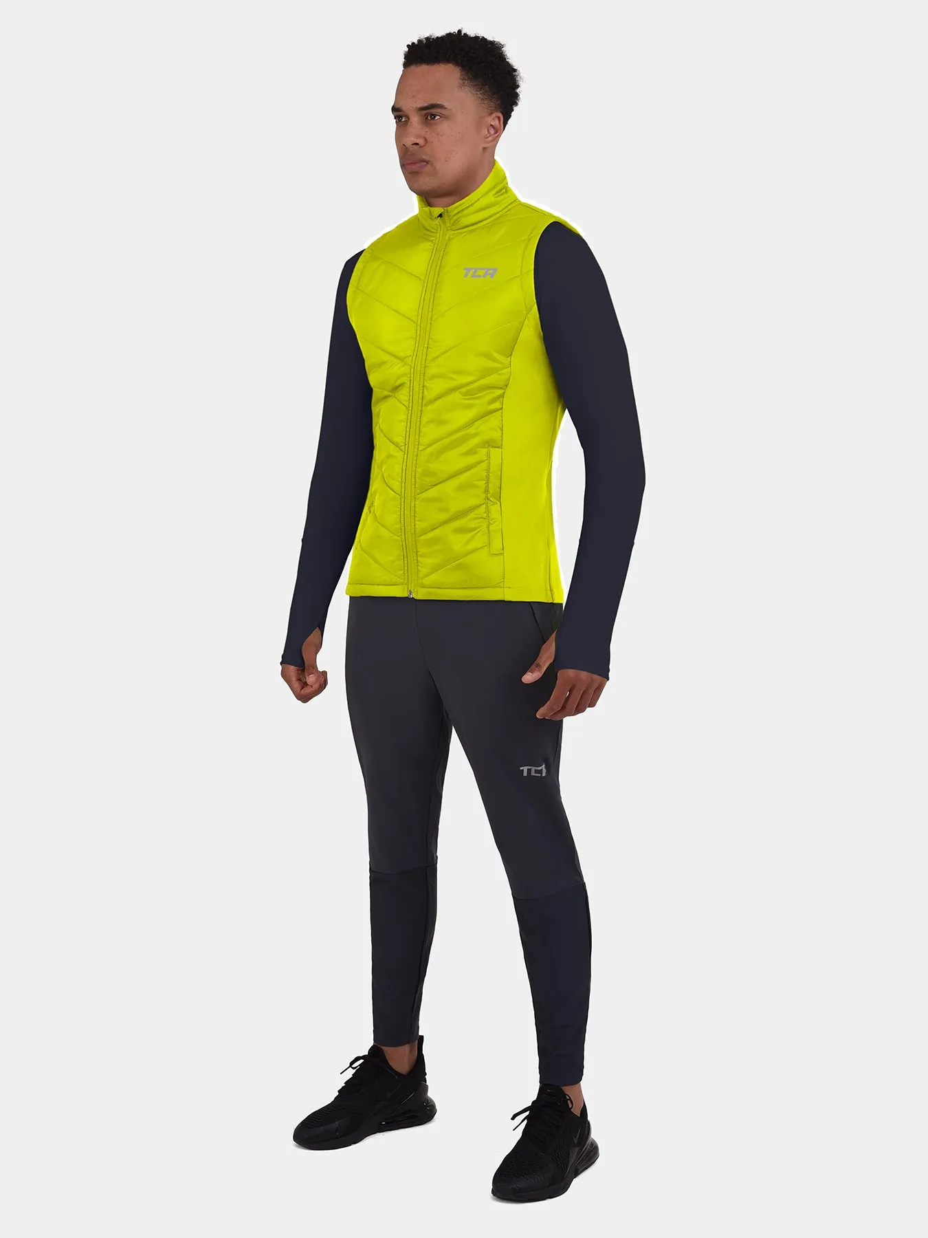 Excel Padded Running Gilet For Men With Zip Pockets & Reflective Strips