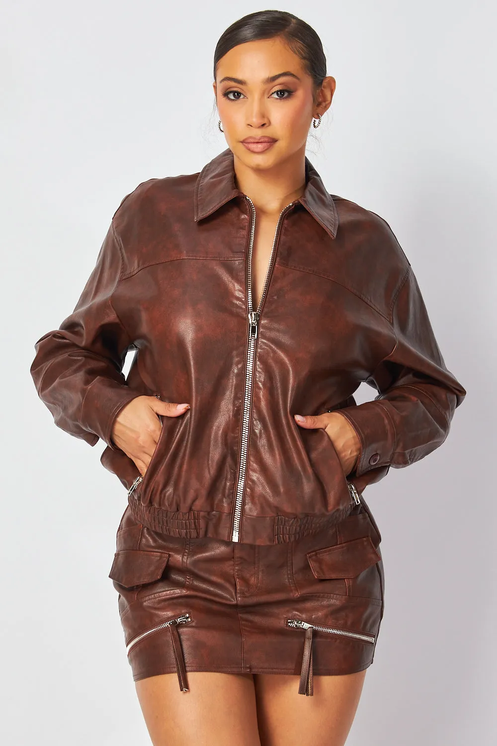 Faded Chocolate Leather Jacket