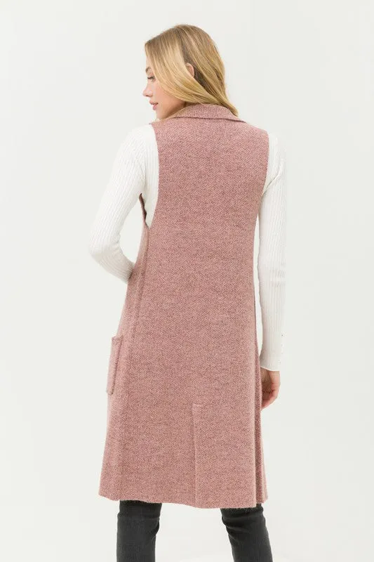 Fall in Love Sleeveless Cardigan in Mauve