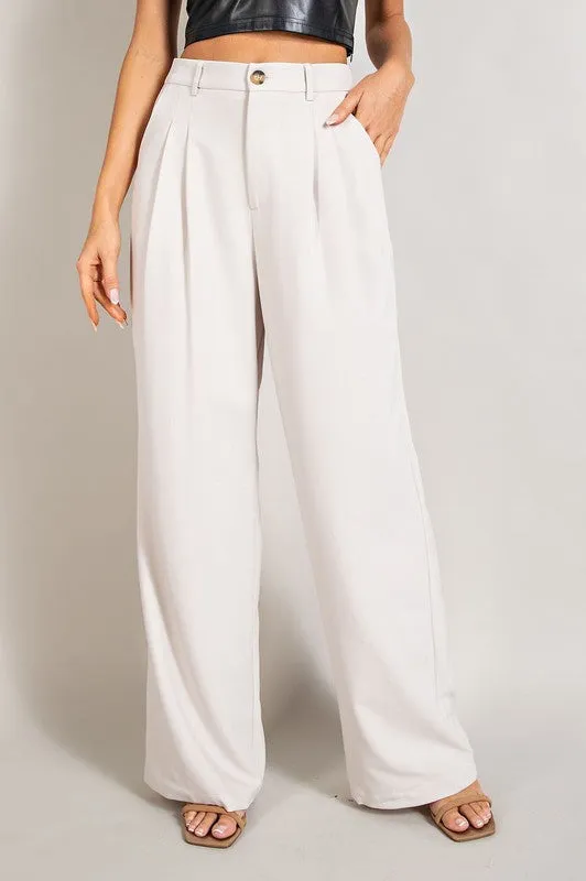 Flowy and Relaxed Off White Straight Leg Pants