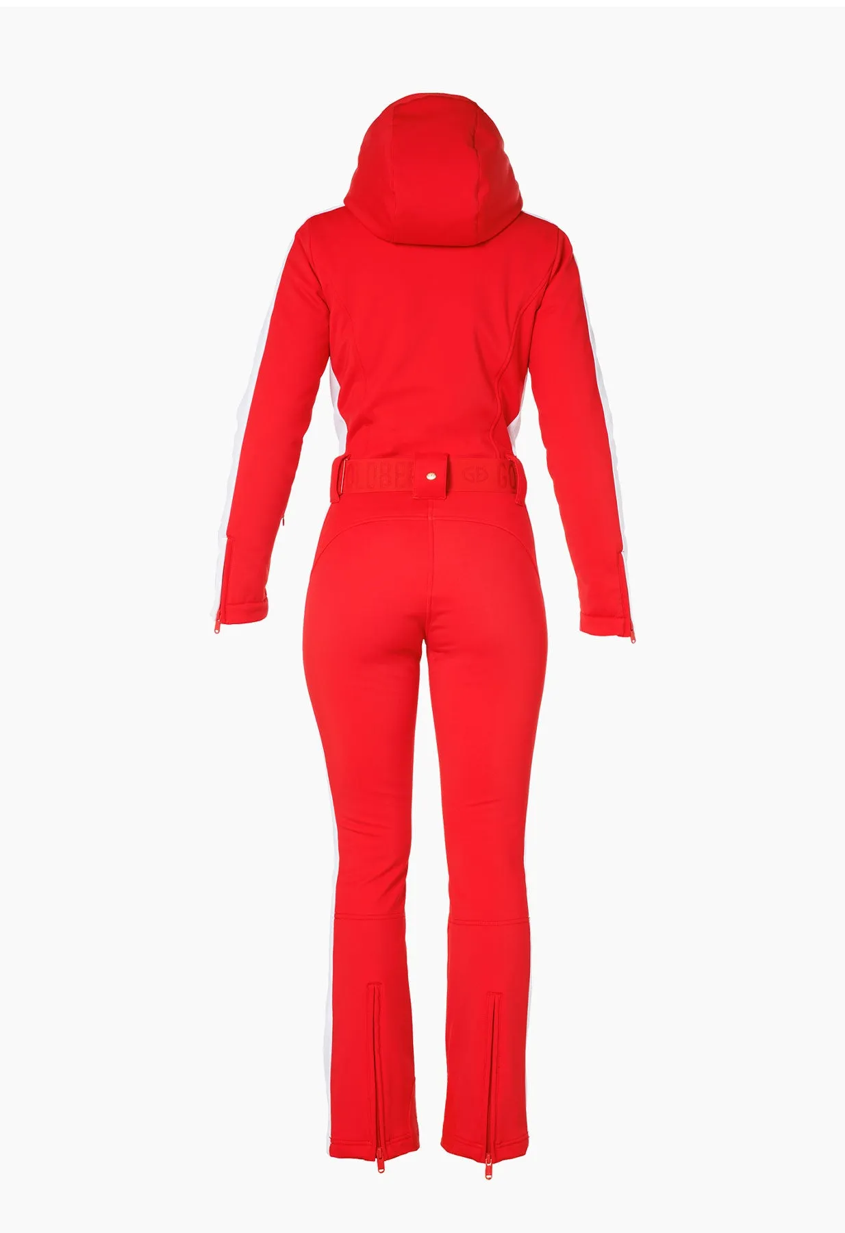 Goldbergh Coureur One Piece Ski Suit in Red with White Side Stripe