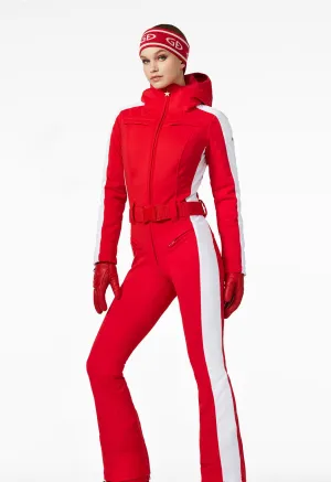 Goldbergh Coureur One Piece Ski Suit in Red with White Side Stripe