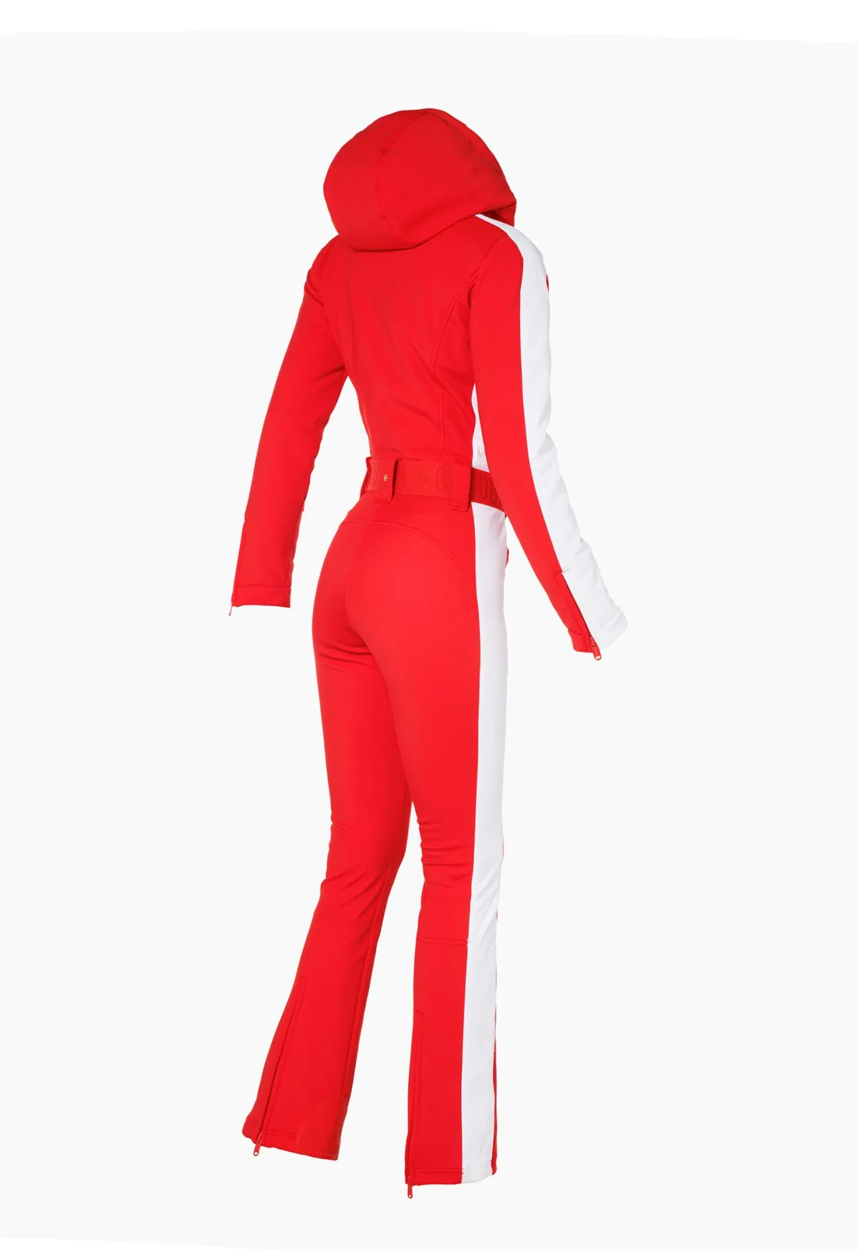 Goldbergh Coureur One Piece Ski Suit in Red with White Side Stripe