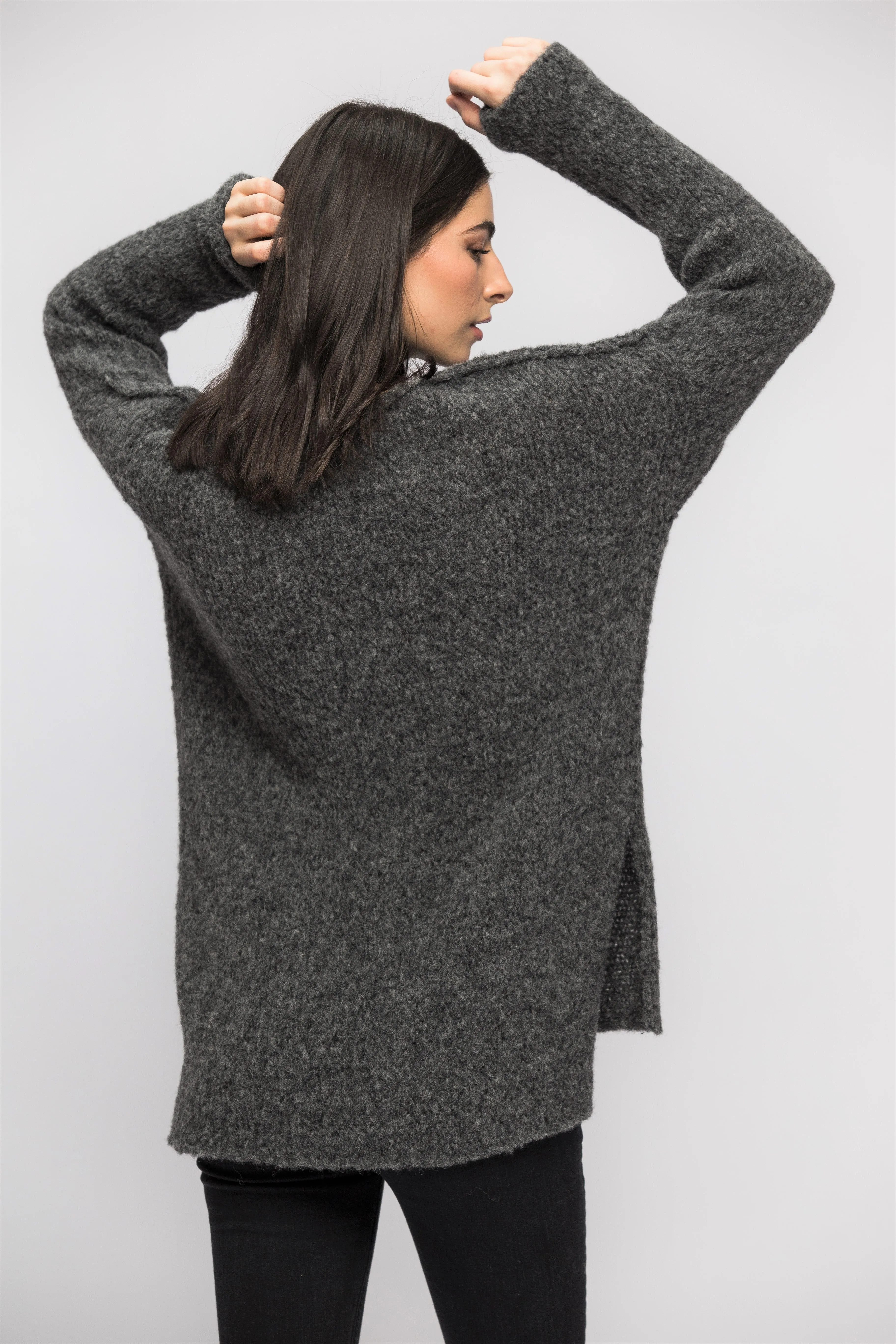 Grey alpaca split sides  sweater.