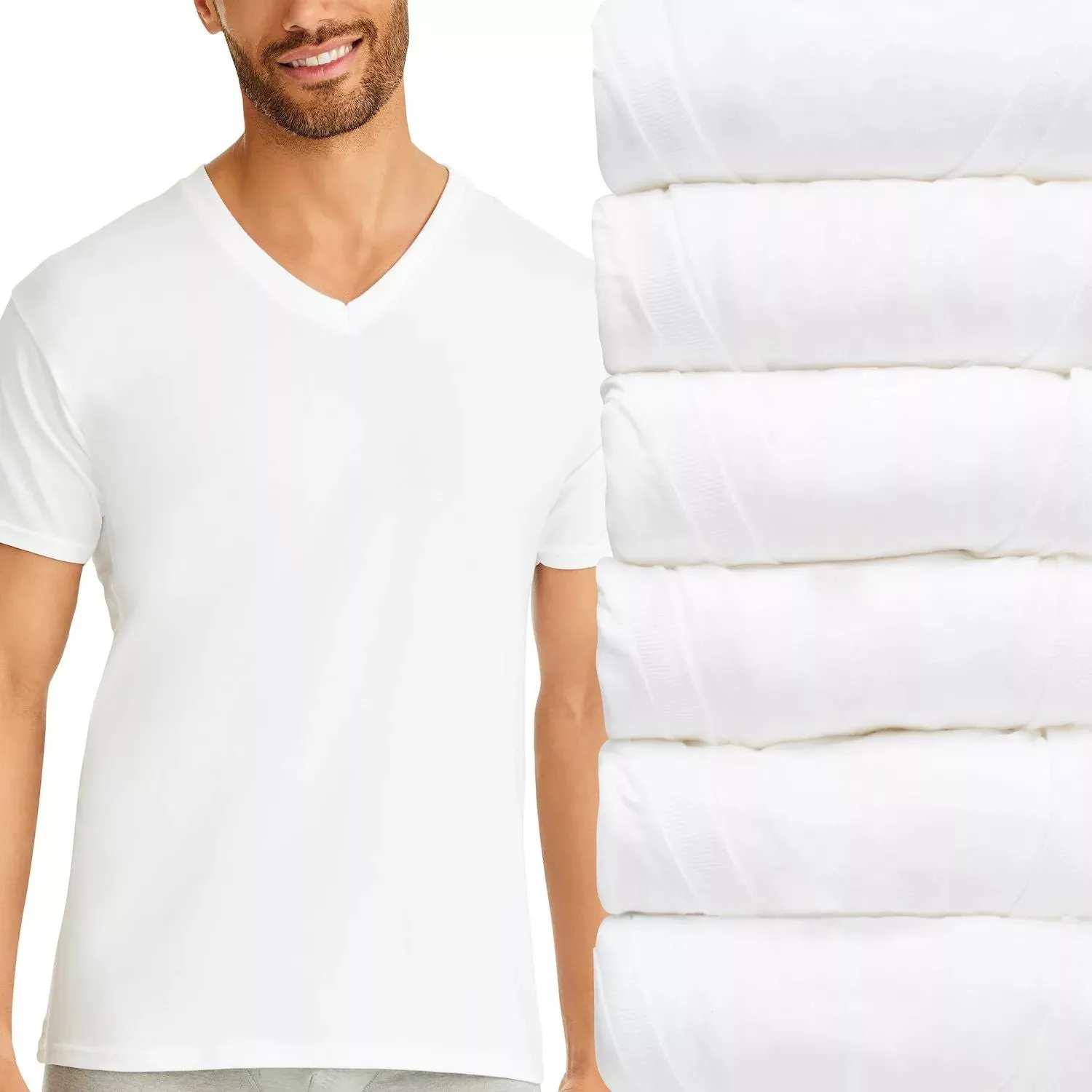 Hanes Men's V-Neck T-Shirts (6 Pieces) - Incredibly Soft and Breathable T-Shirts