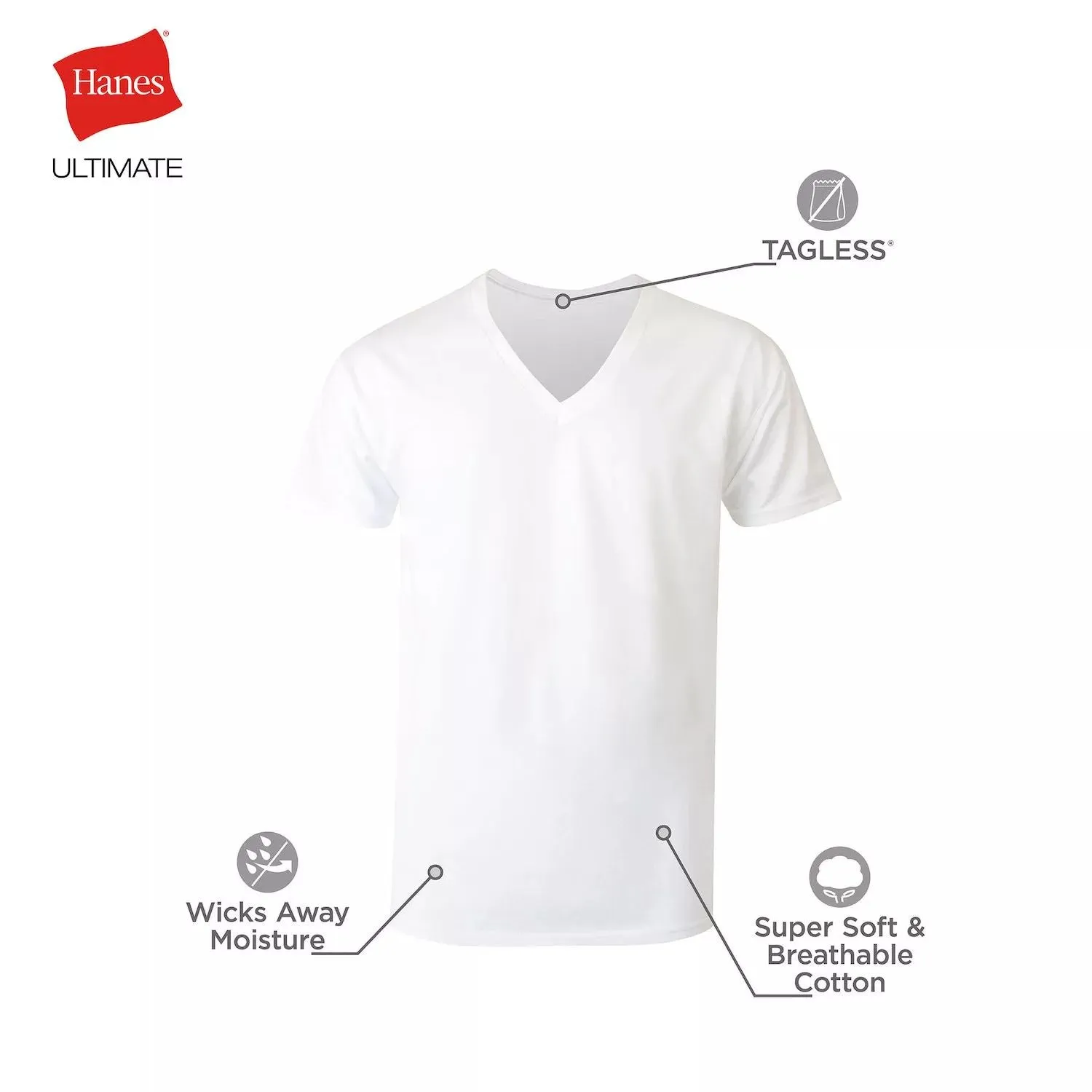 Hanes Men's V-Neck T-Shirts (6 Pieces) - Incredibly Soft and Breathable T-Shirts