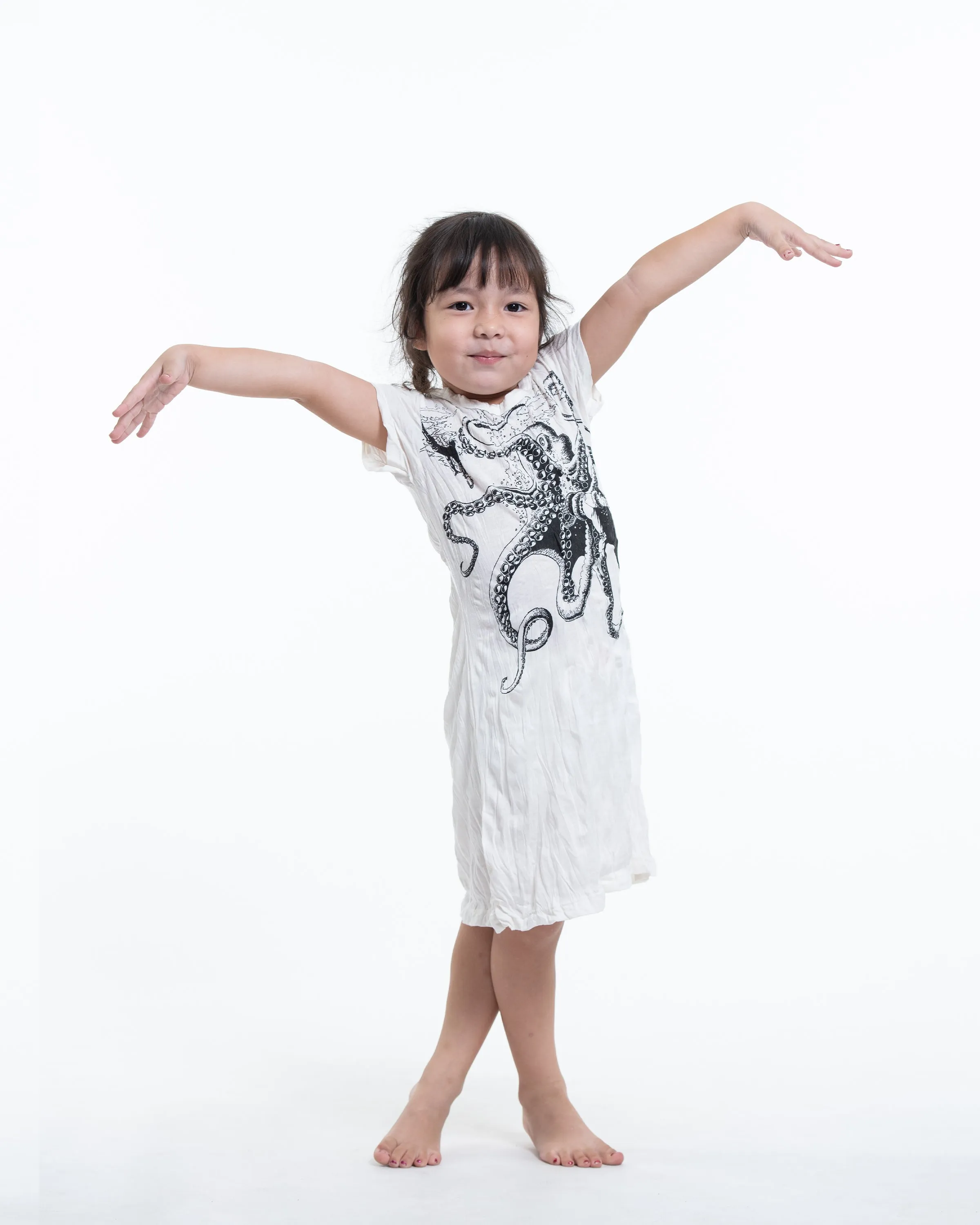 Kids Octopus Dress in White