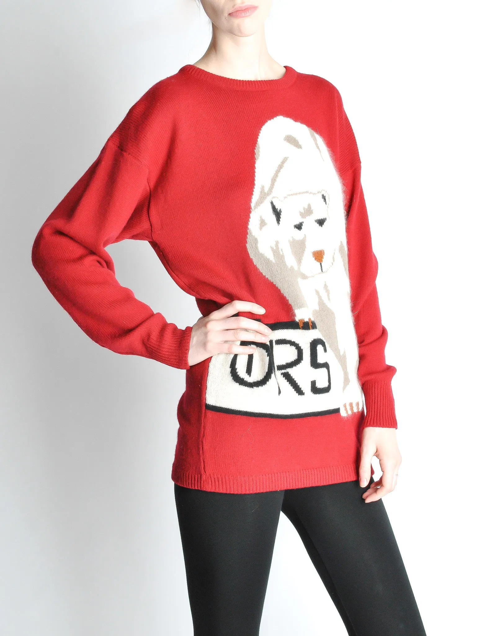 Krizia Vintage Red Orso Polar Bear Sweater